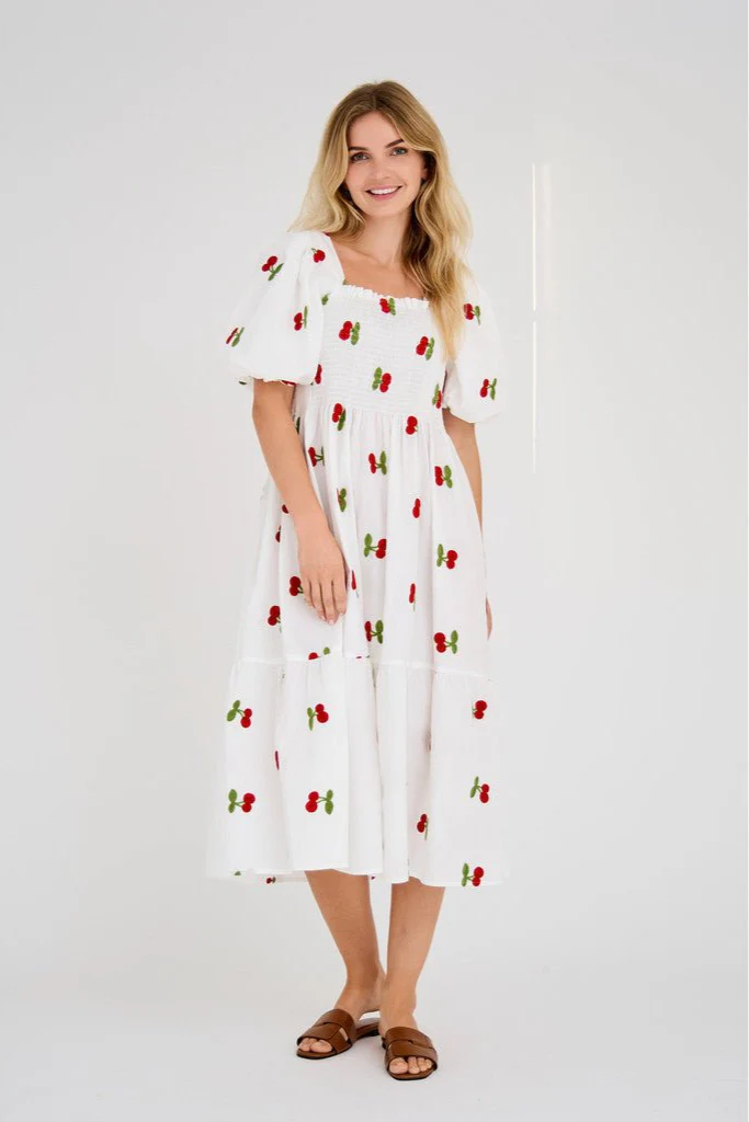 Cheri Fruit Dress White/Red - Image 10