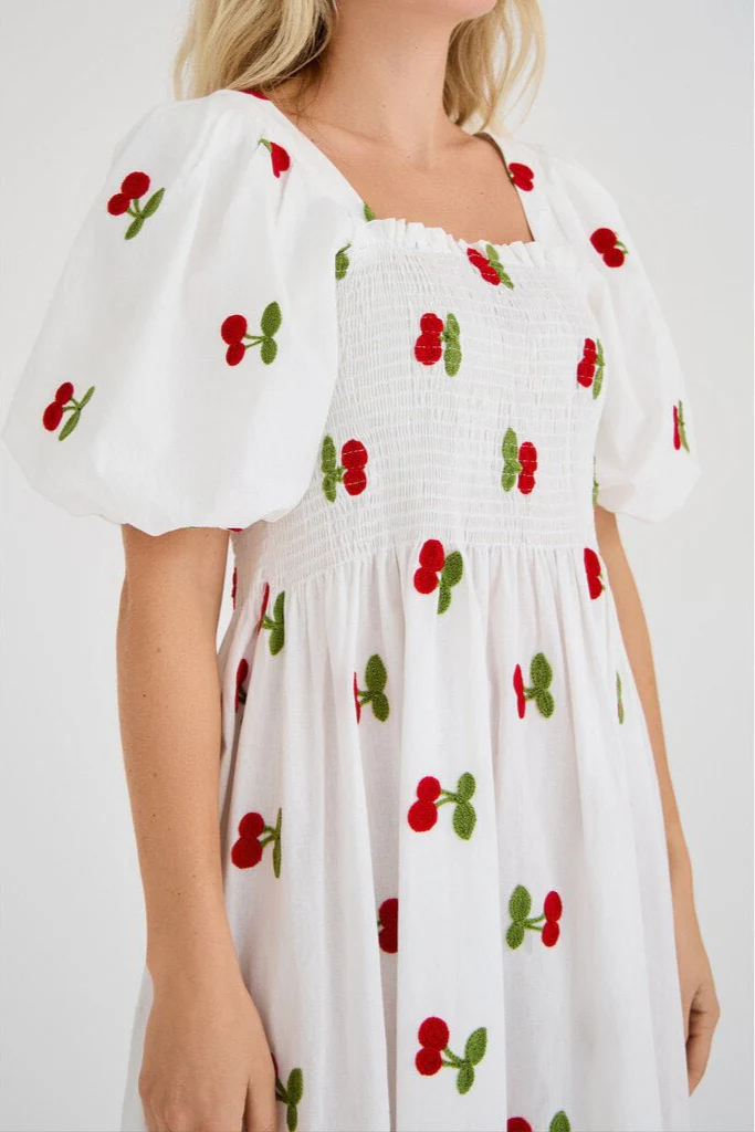 Cheri Fruit Dress White/Red - Image 11