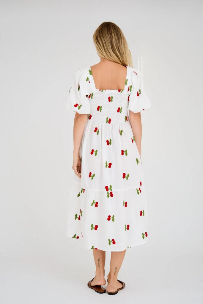 Cheri Fruit Dress White/Red - Image 12
