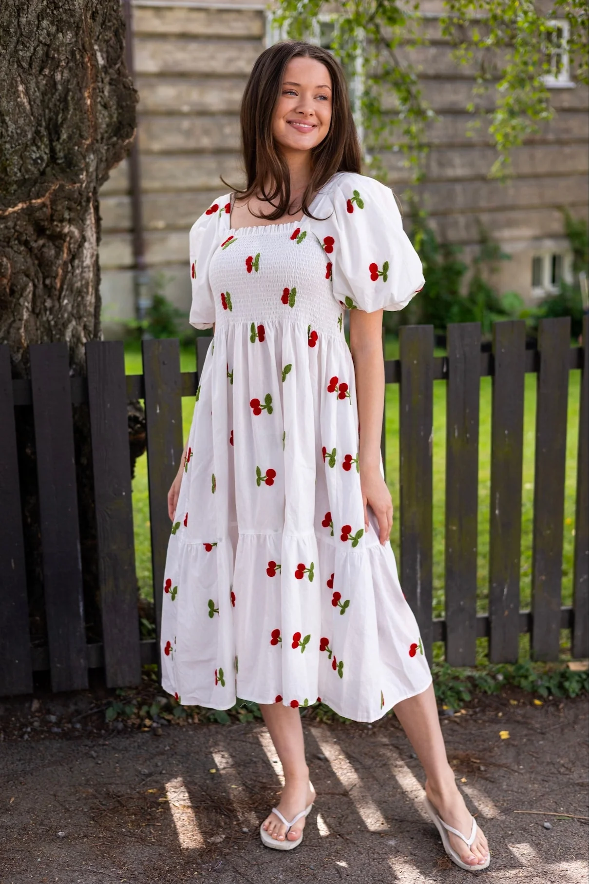 Cheri Fruit Dress White/Red - Image 3