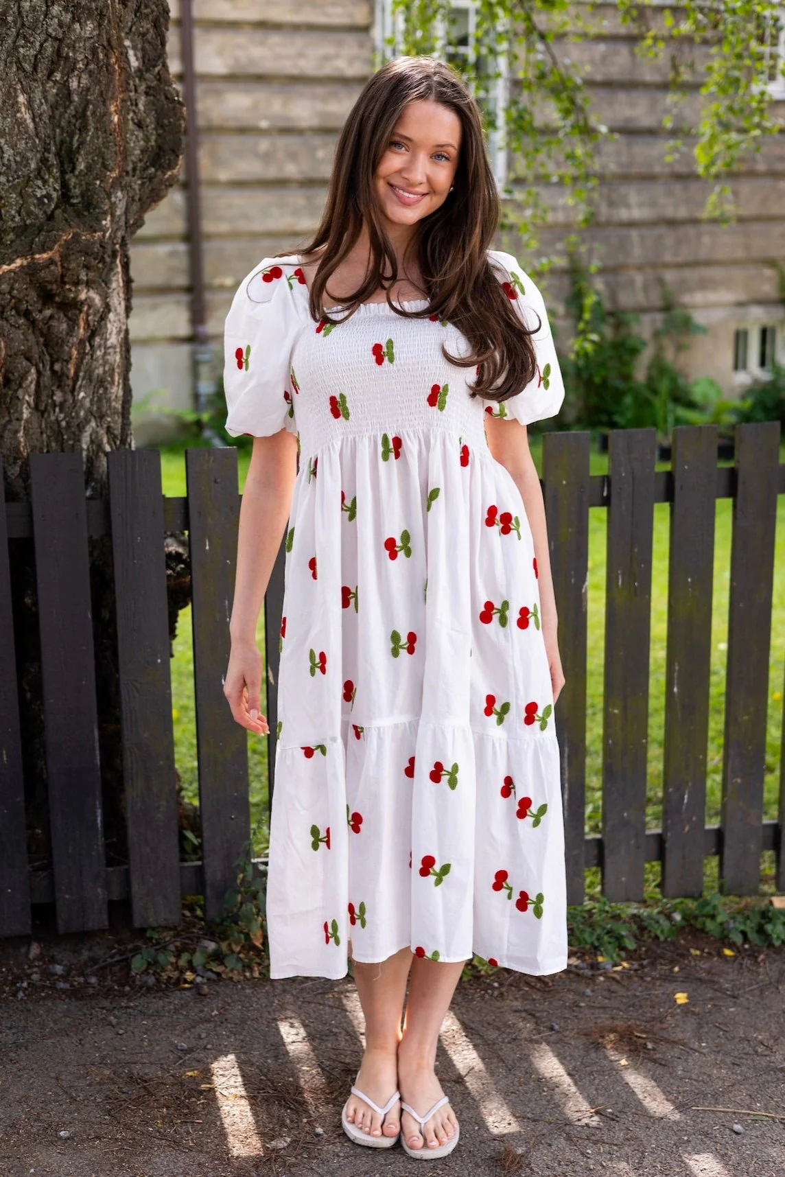Cheri Fruit Dress White/Red - Image 4