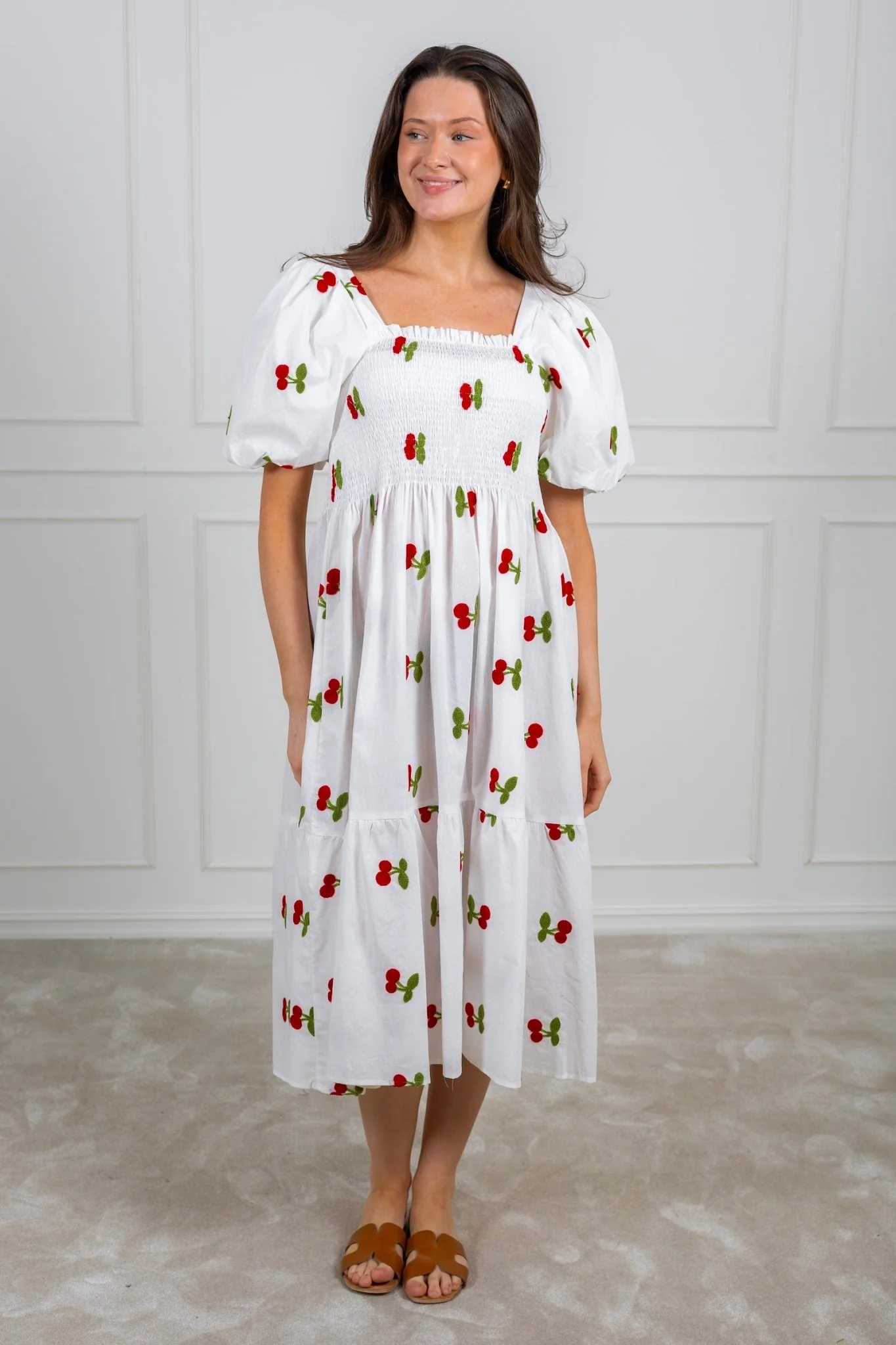 Cheri Fruit Dress White/Red - Image 7