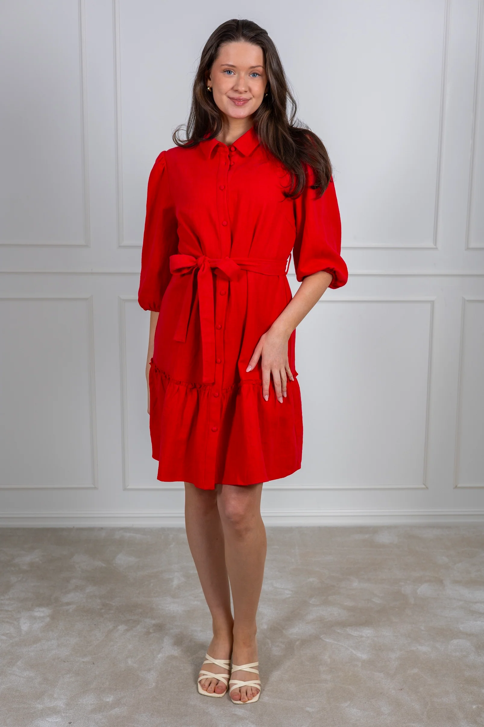 Linen Dress Red