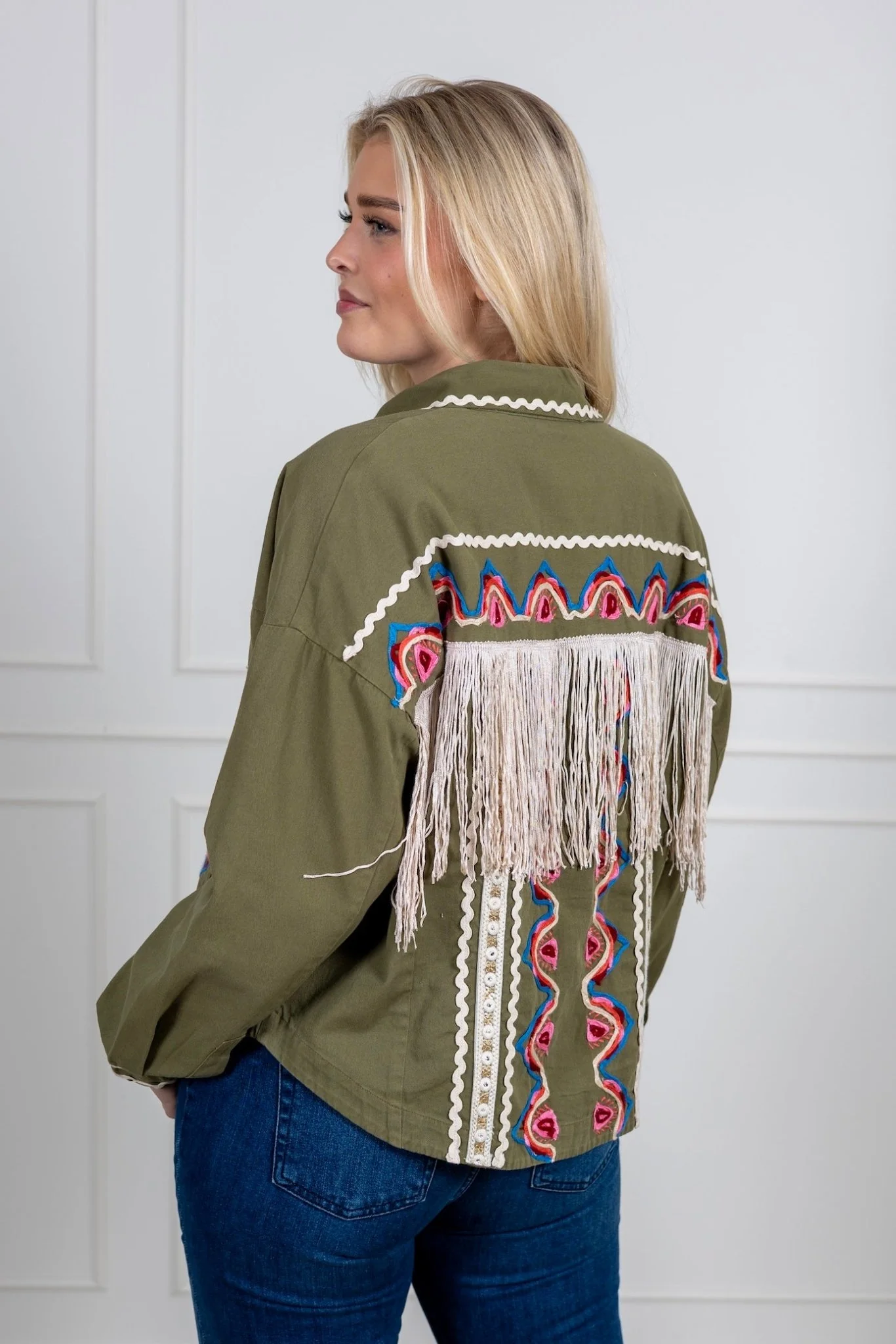 Yasmirra Embroidered Jacket Capulet Olive - Image 11