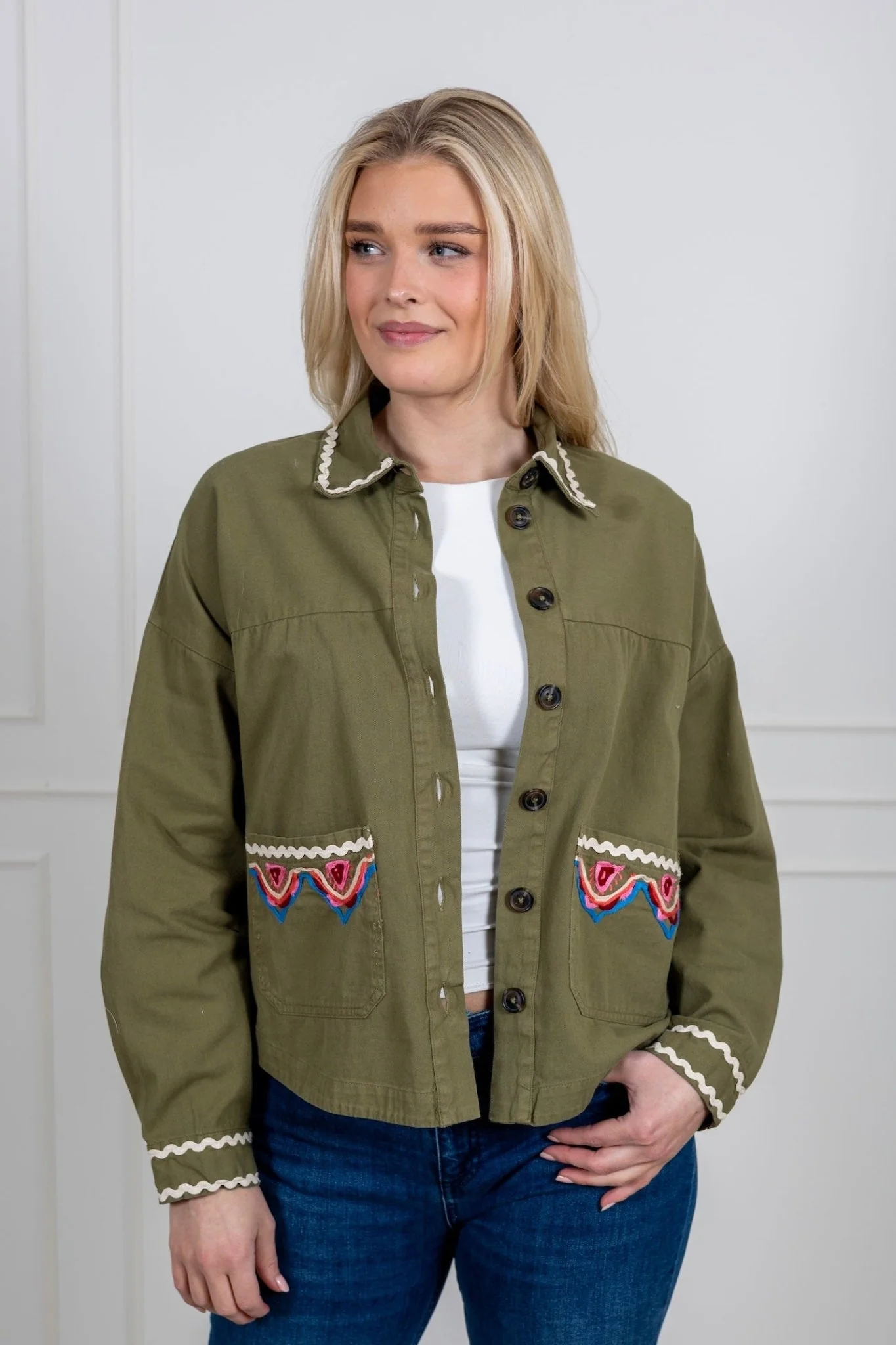 Yasmirra Embroidered Jacket Capulet Olive - Image 12