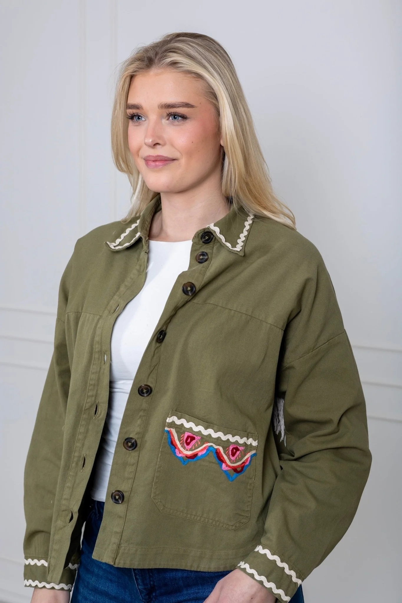 Yasmirra Embroidered Jacket Capulet Olive - Image 14