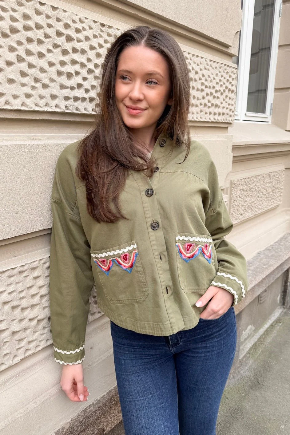 Yasmirra Embroidered Jacket Capulet Olive - Image 7