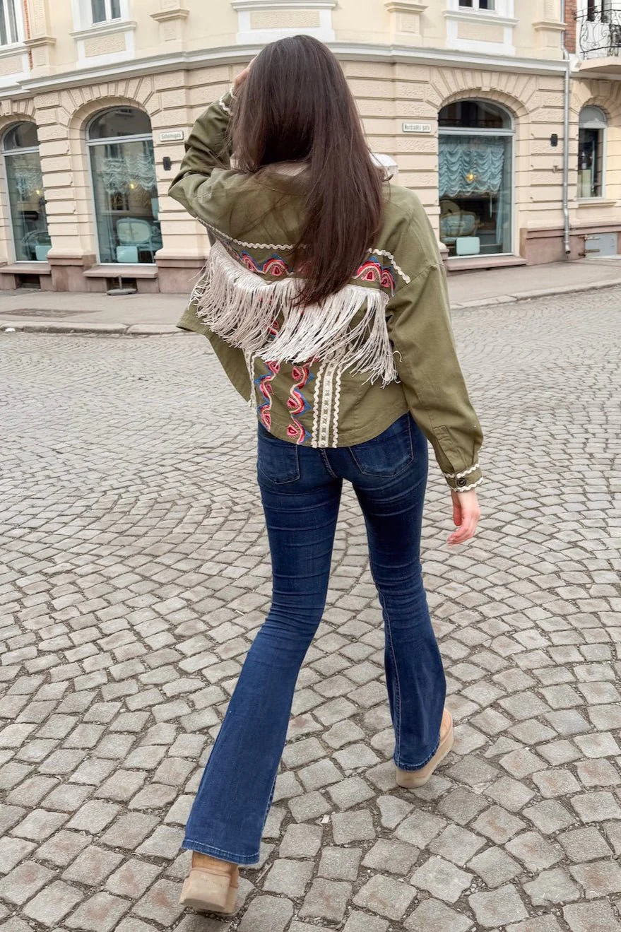 Yasmirra Embroidered Jacket Capulet Olive - Image 9