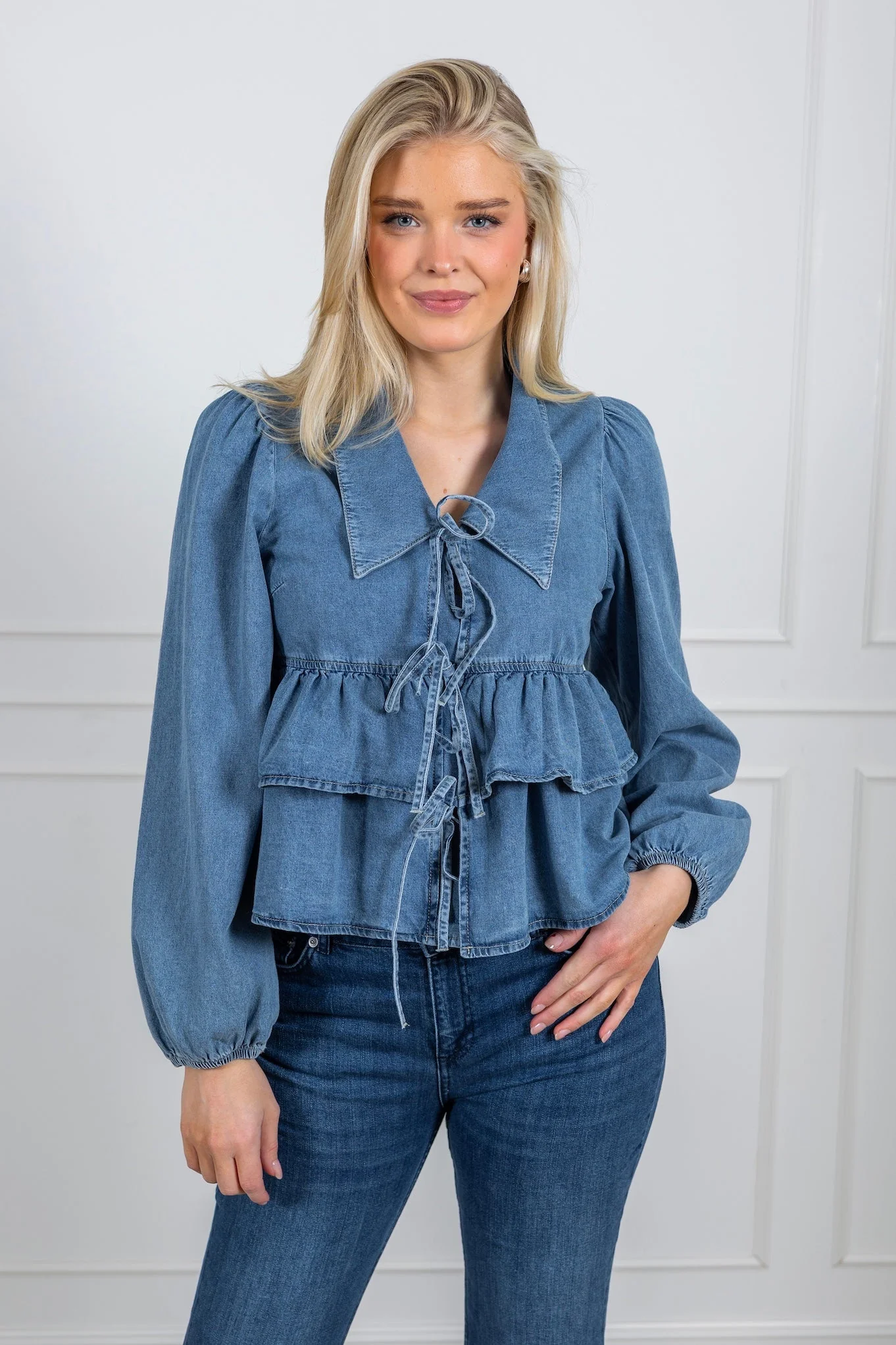 Yascelinde Ls Top Light Blue Denim