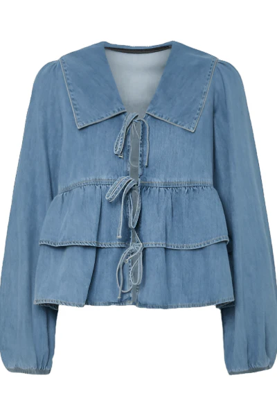 Yascelinde Ls Top Light Blue Denim - Image 2