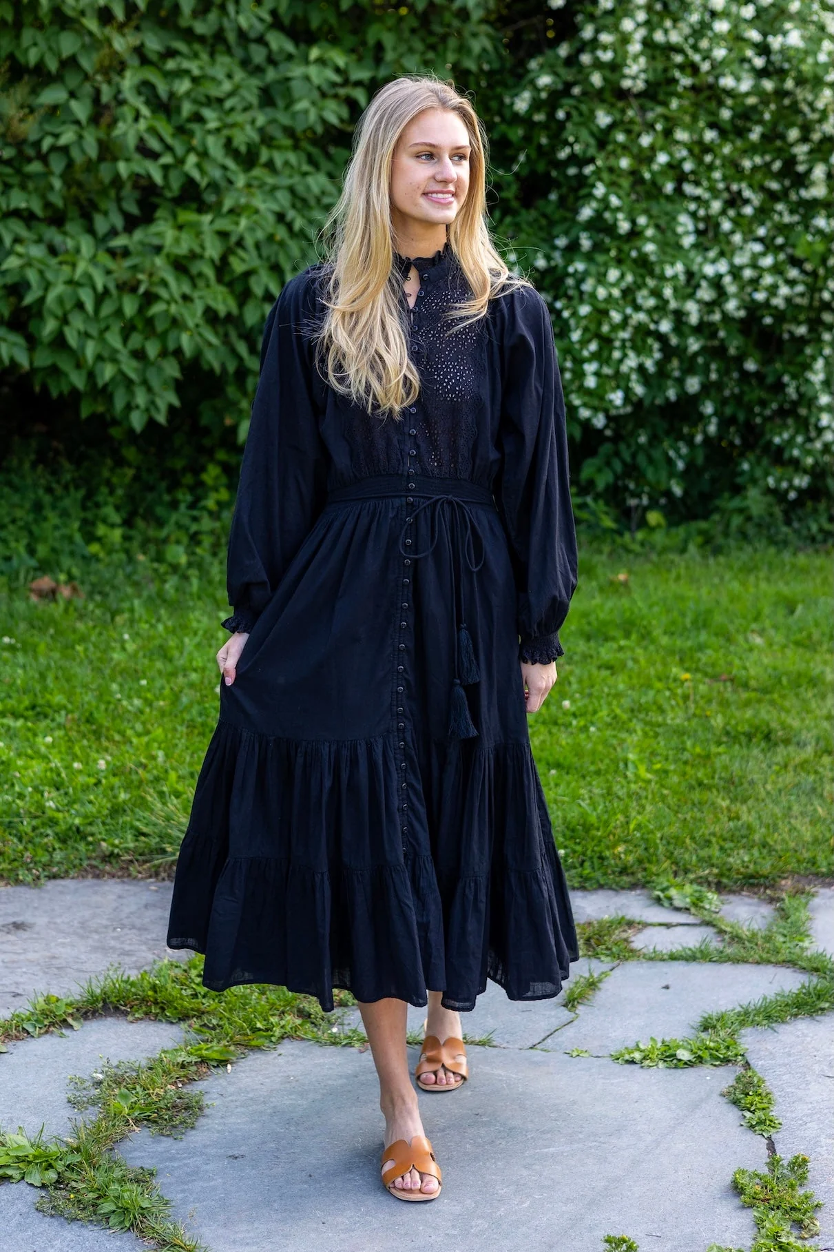 Cotton Slub Midi Dress Black - Image 2