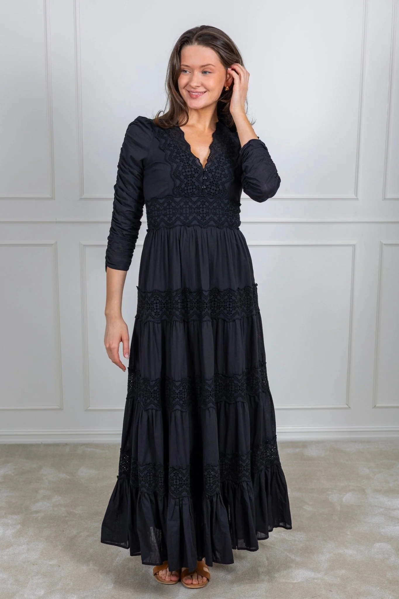 Cotton Slub Maxi Dress Black - Image 2
