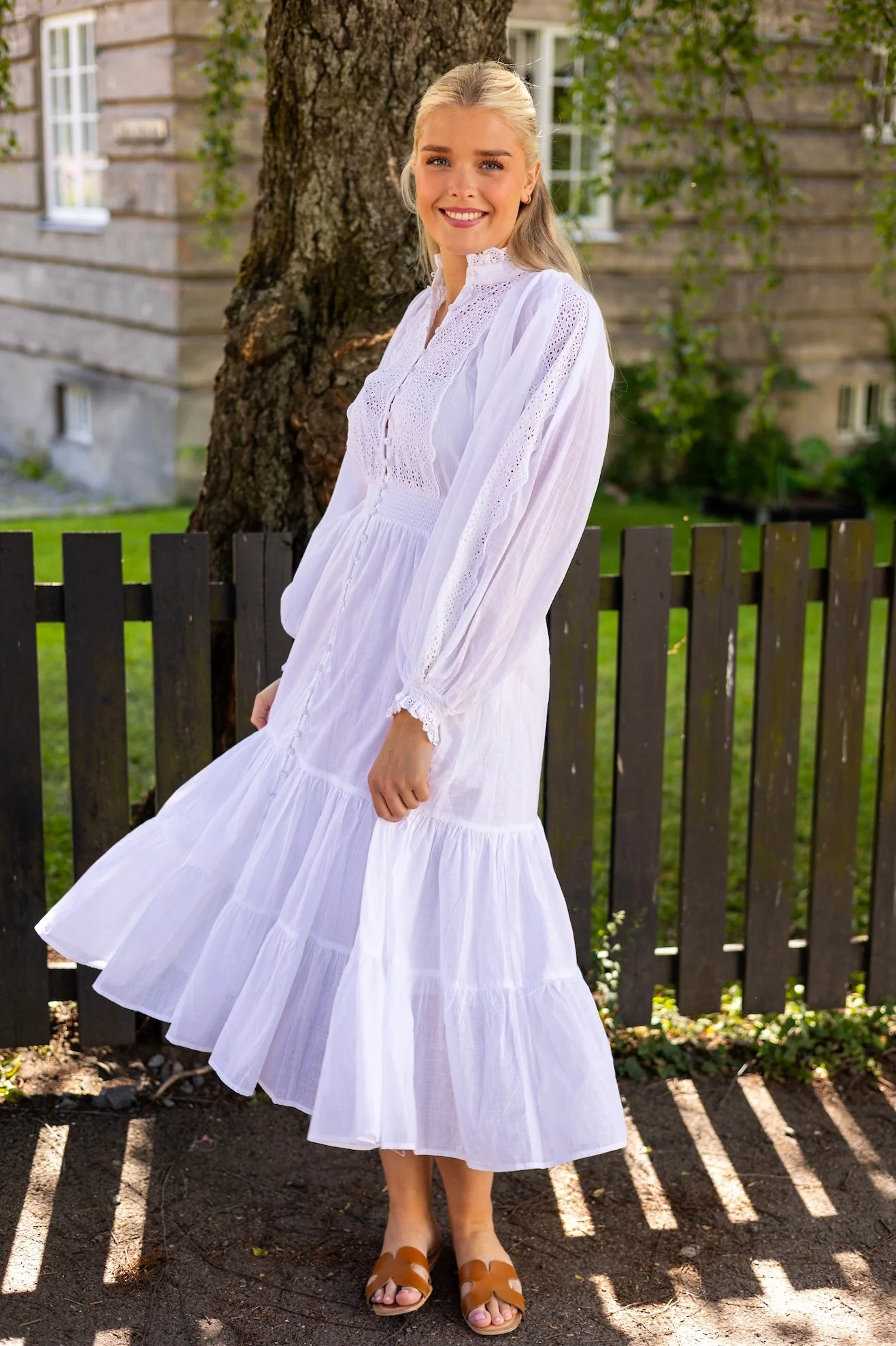 Cotton Slub Midi Dress White - Image 2
