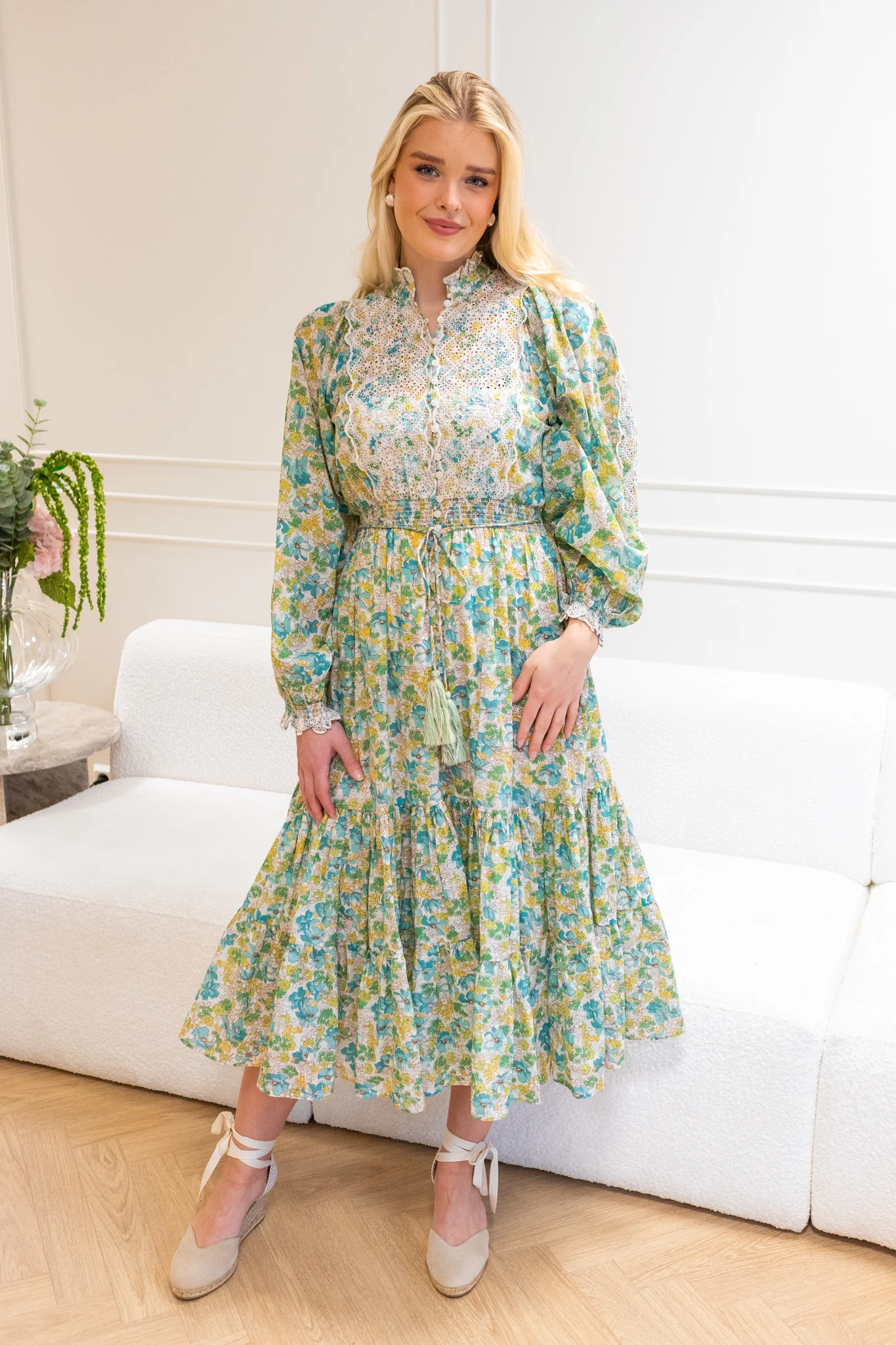 Cotton Slub Midi Dress Anemone Fields - Image 9