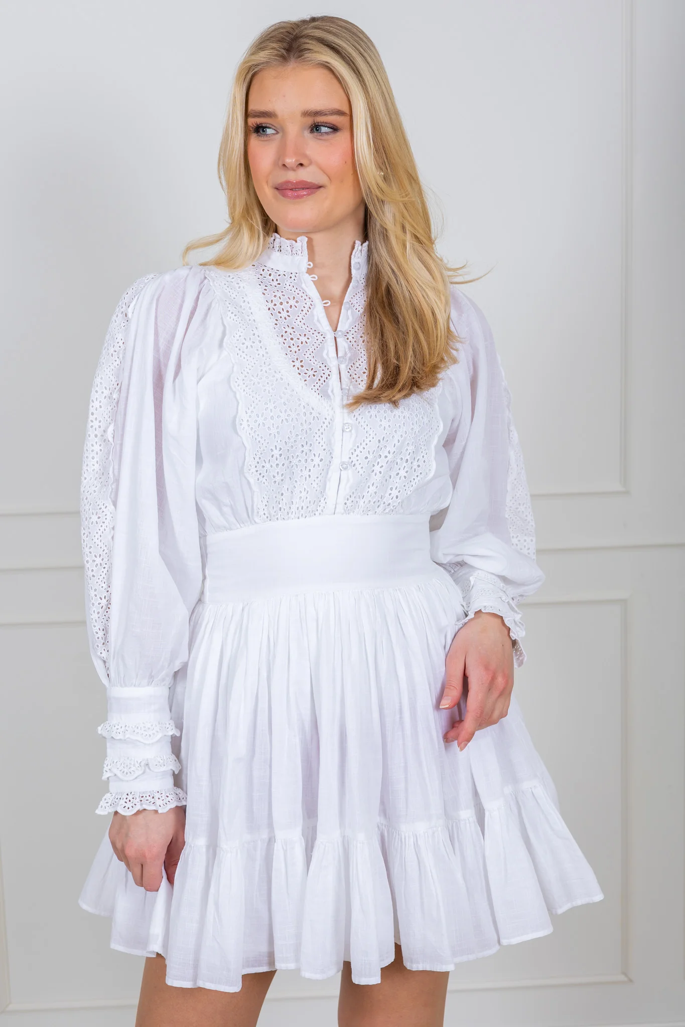 Cotton Slub Mini Dress White - Image 4