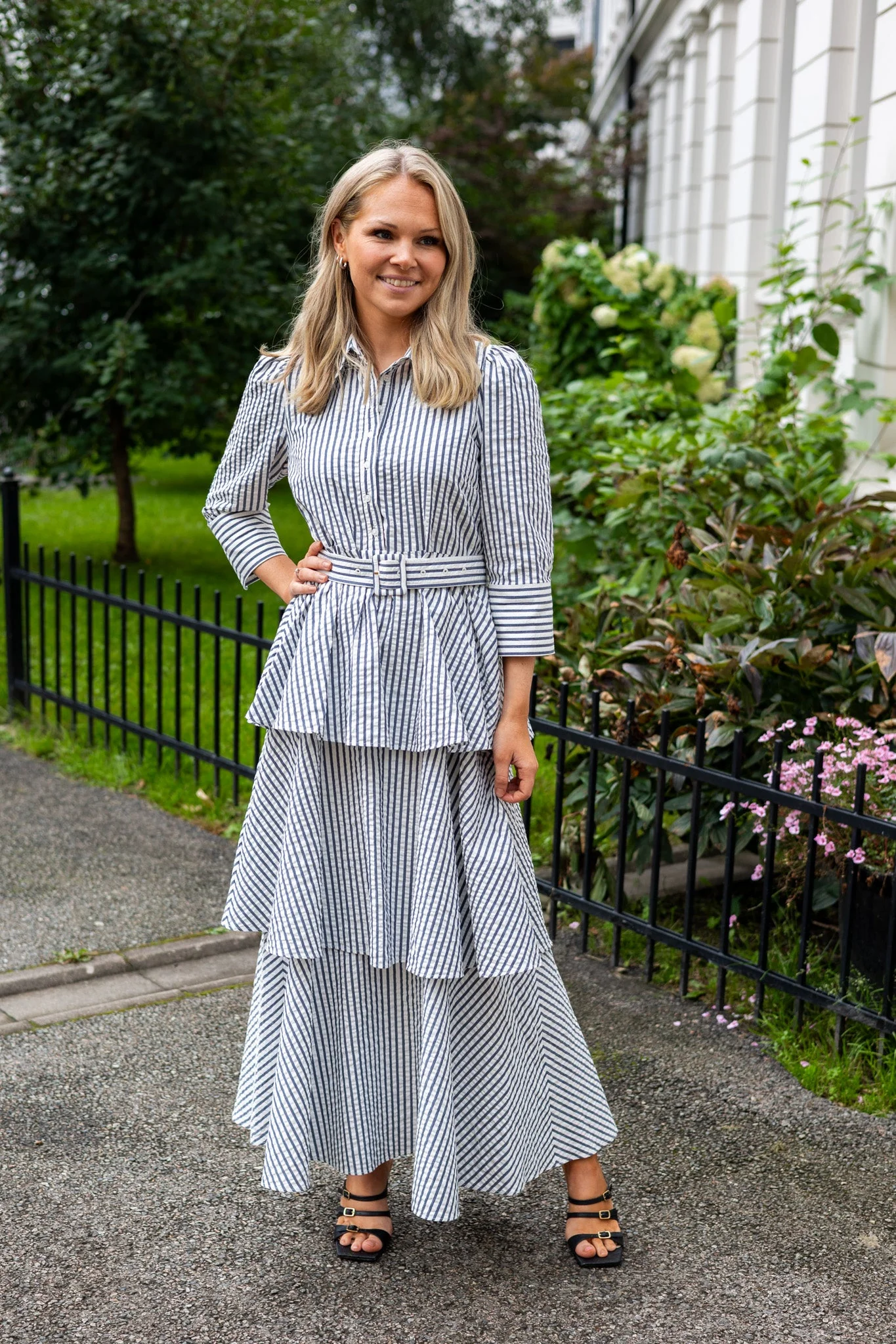 Seersucker Shirt Dress Blue Stripe - Image 4