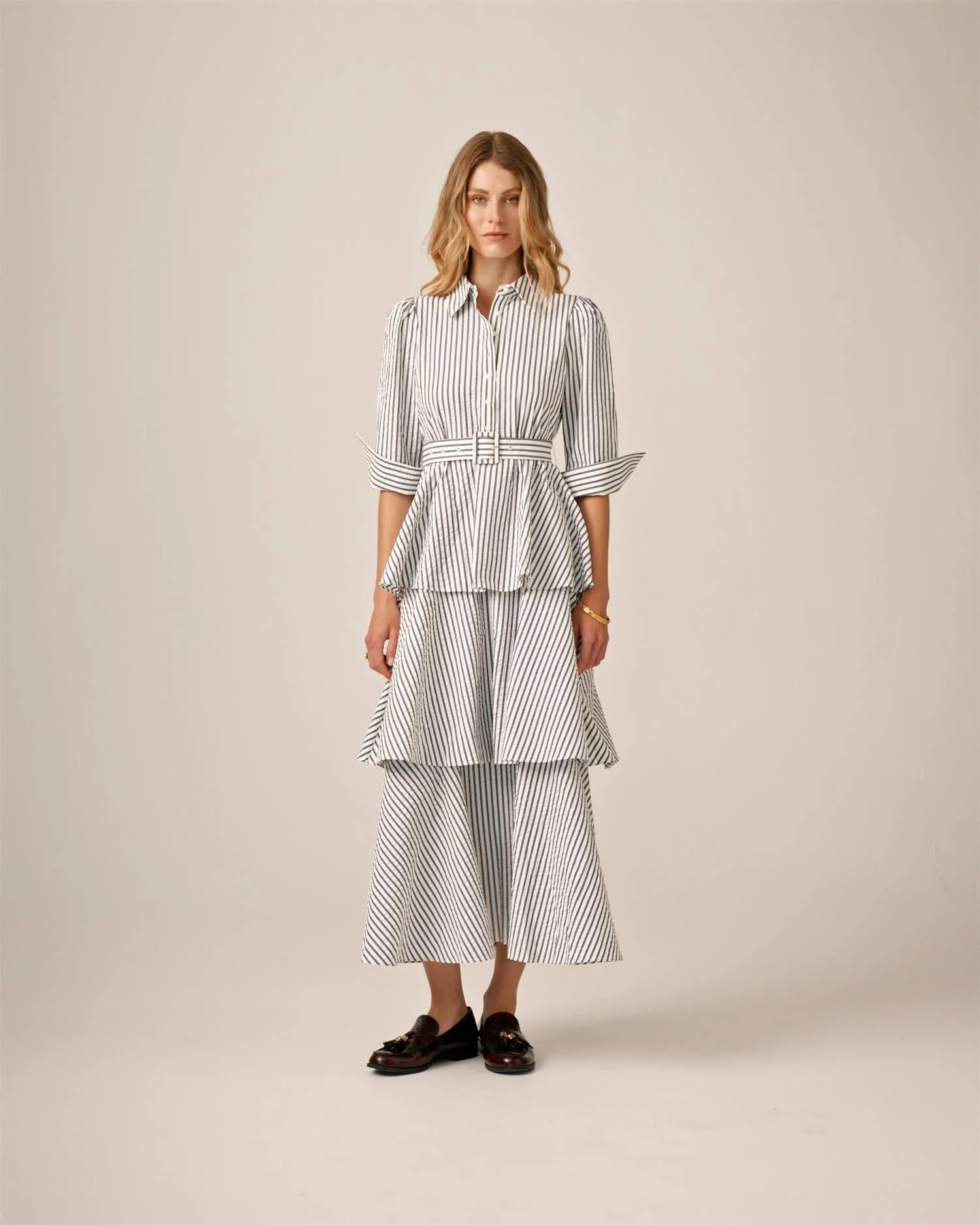 Seersucker Shirt Dress Blue Stripe - Image 6