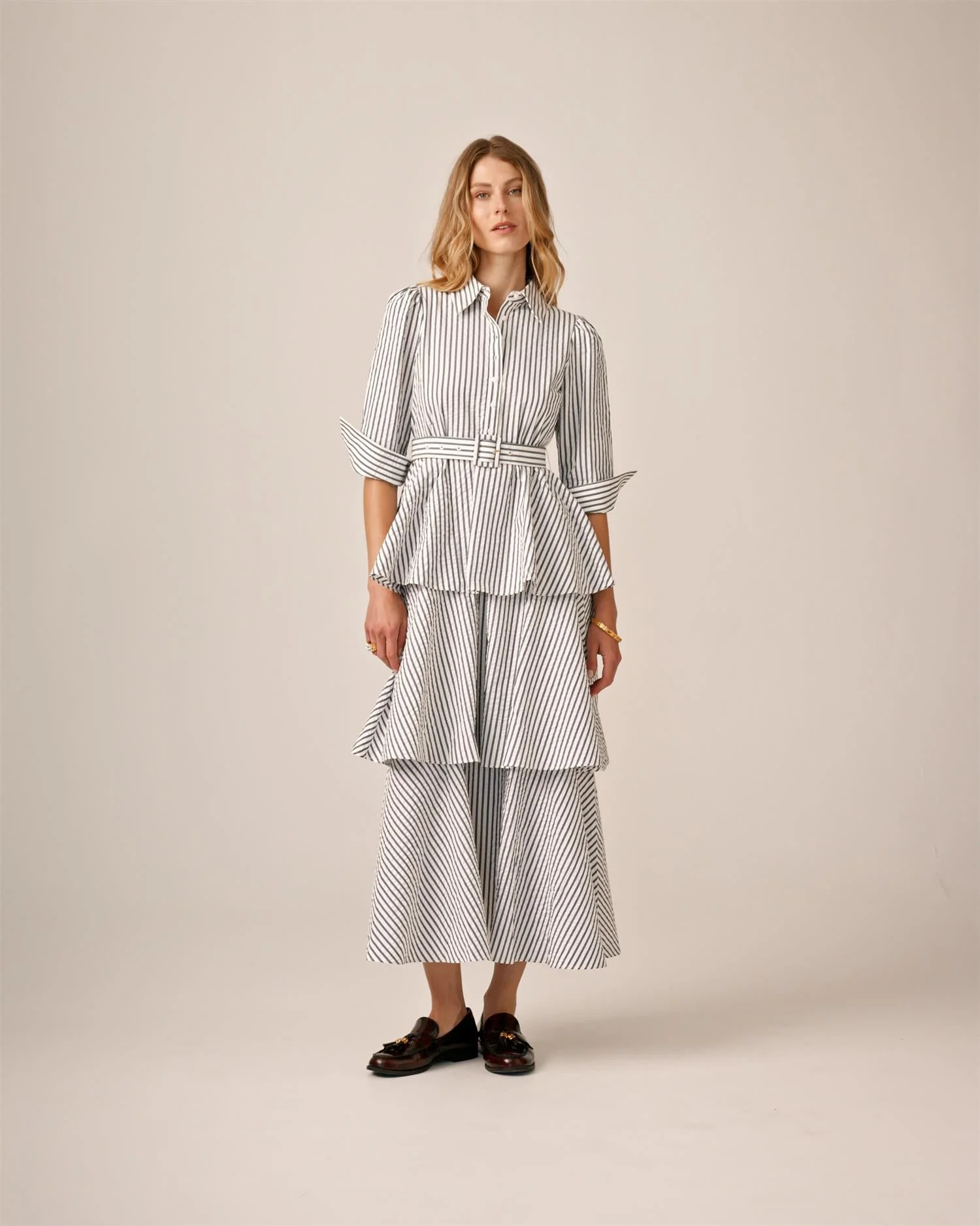 Seersucker Shirt Dress Blue Stripe - Image 7
