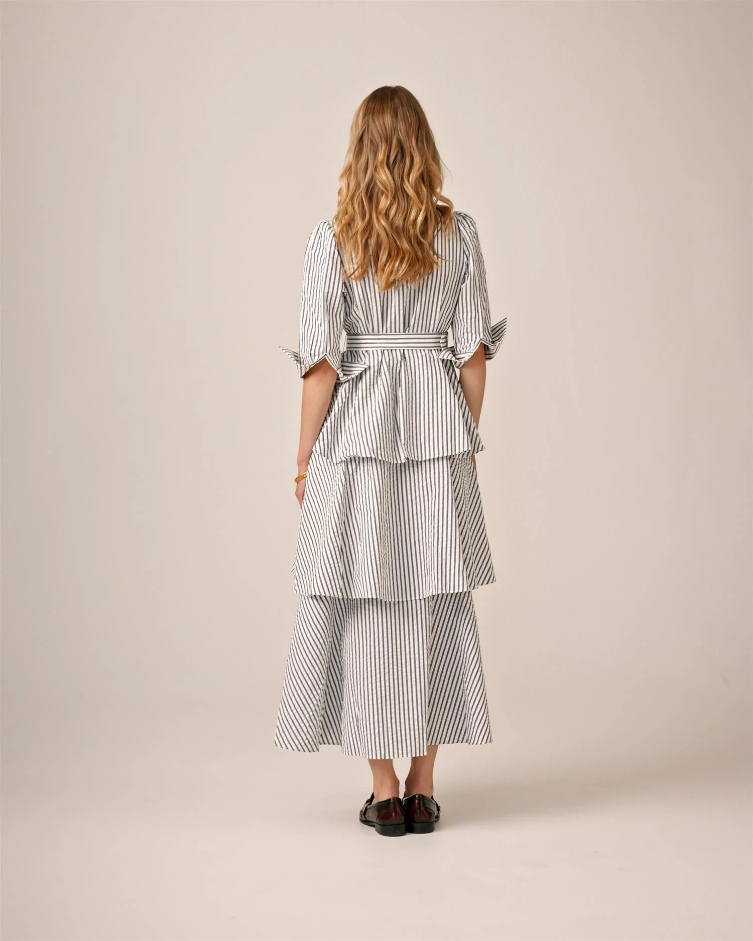 Seersucker Shirt Dress Blue Stripe - Image 8