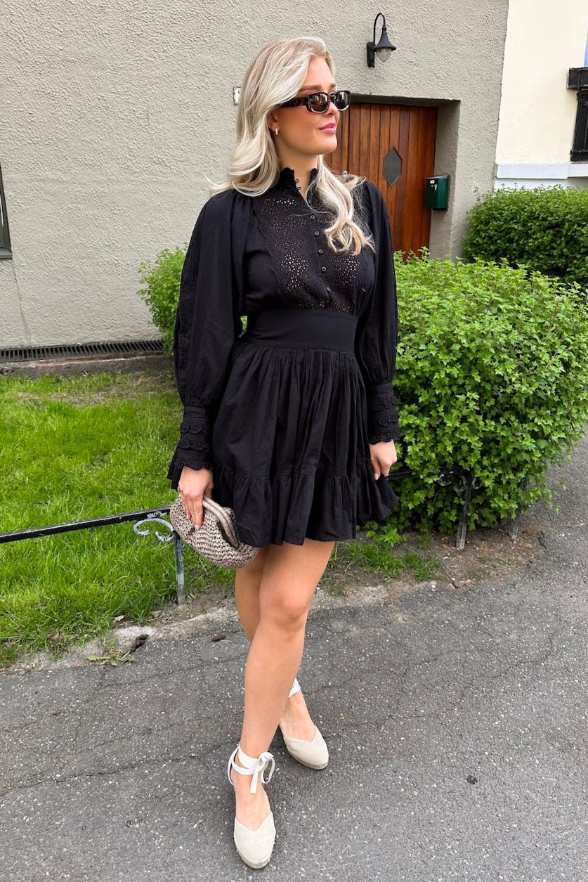 Cotton Slub Mini Dress Black - Image 2