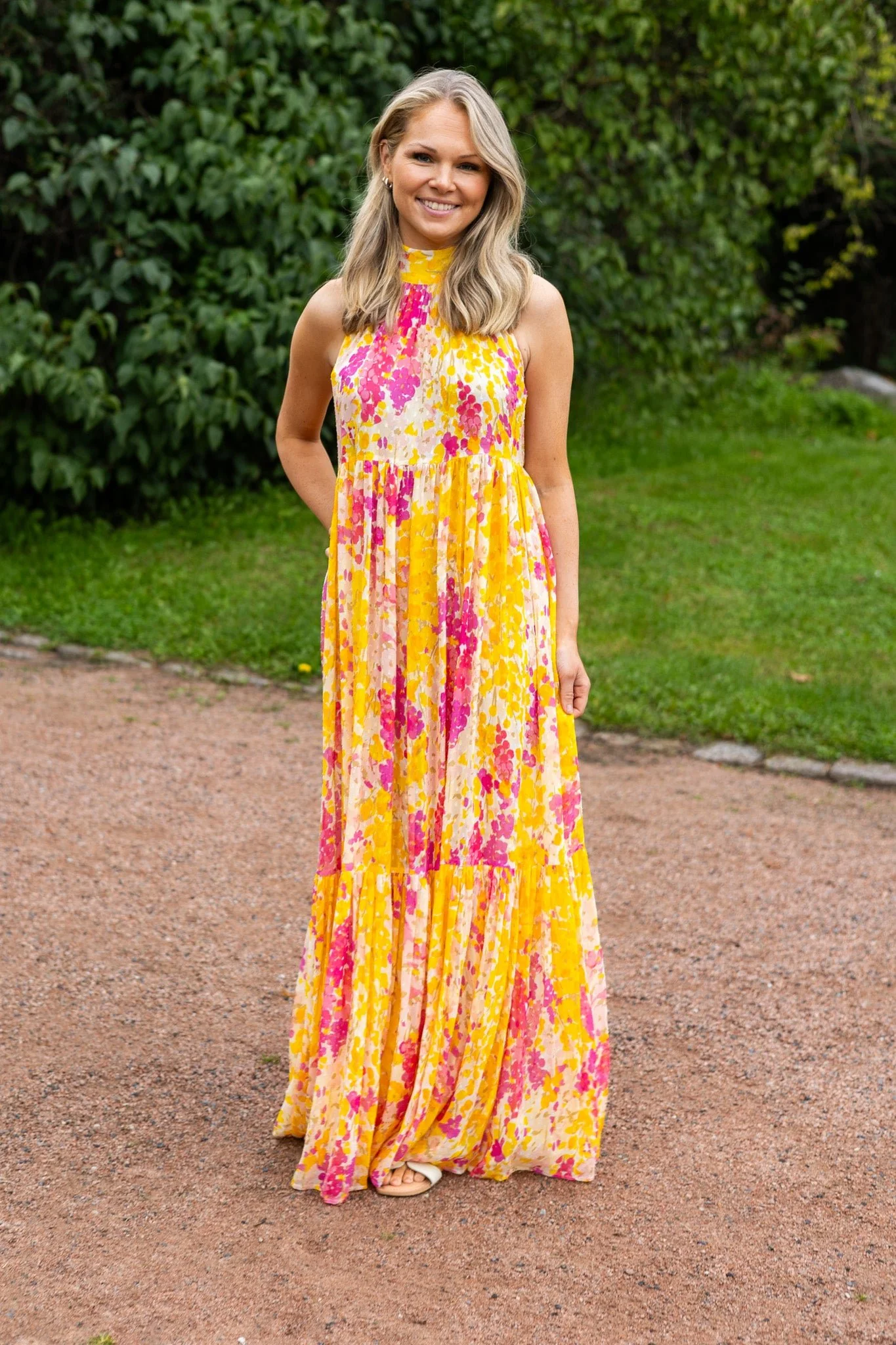 Dotted Georgette Halterneck Dress Poppy - Image 7