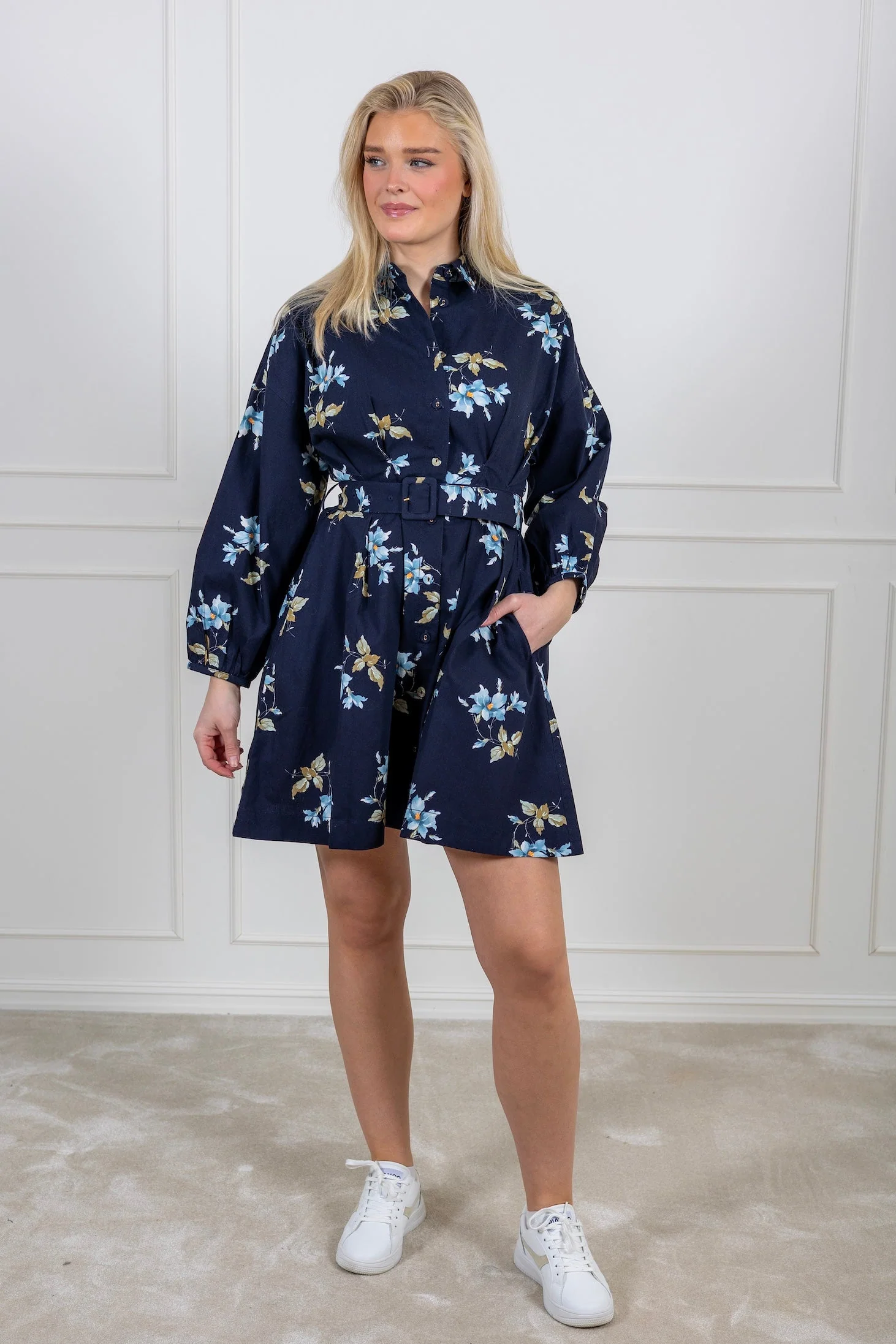 Structured Shirt Dress Blue Bouquet - Image 3