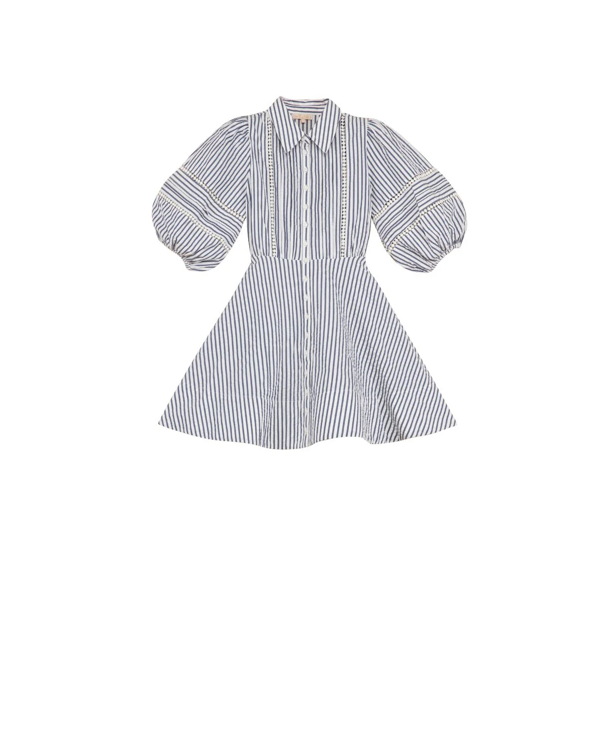 Seersucker Decorated Dress Blue Stripe - Image 2