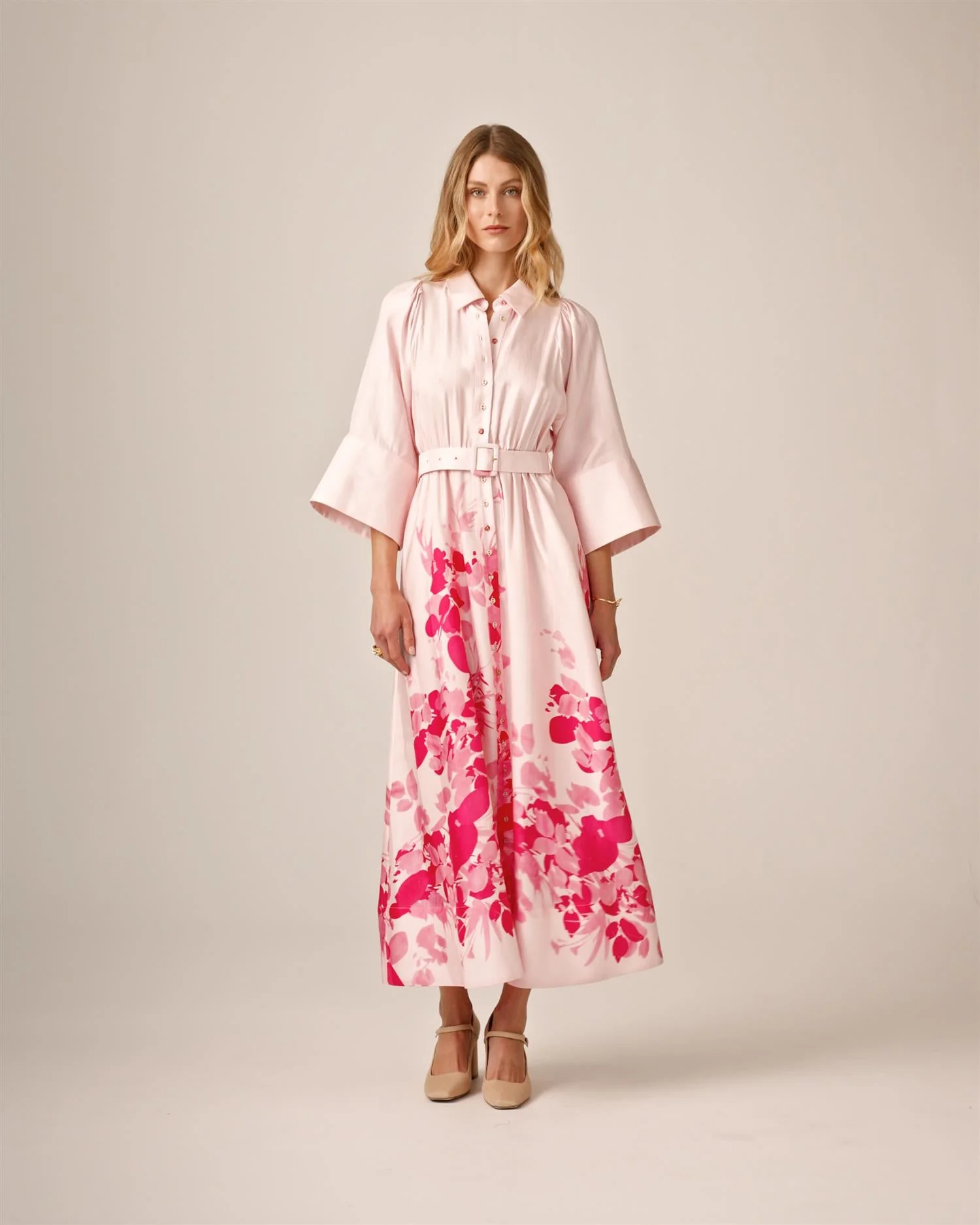 Viscose Collared Dress Pink Field - Image 12