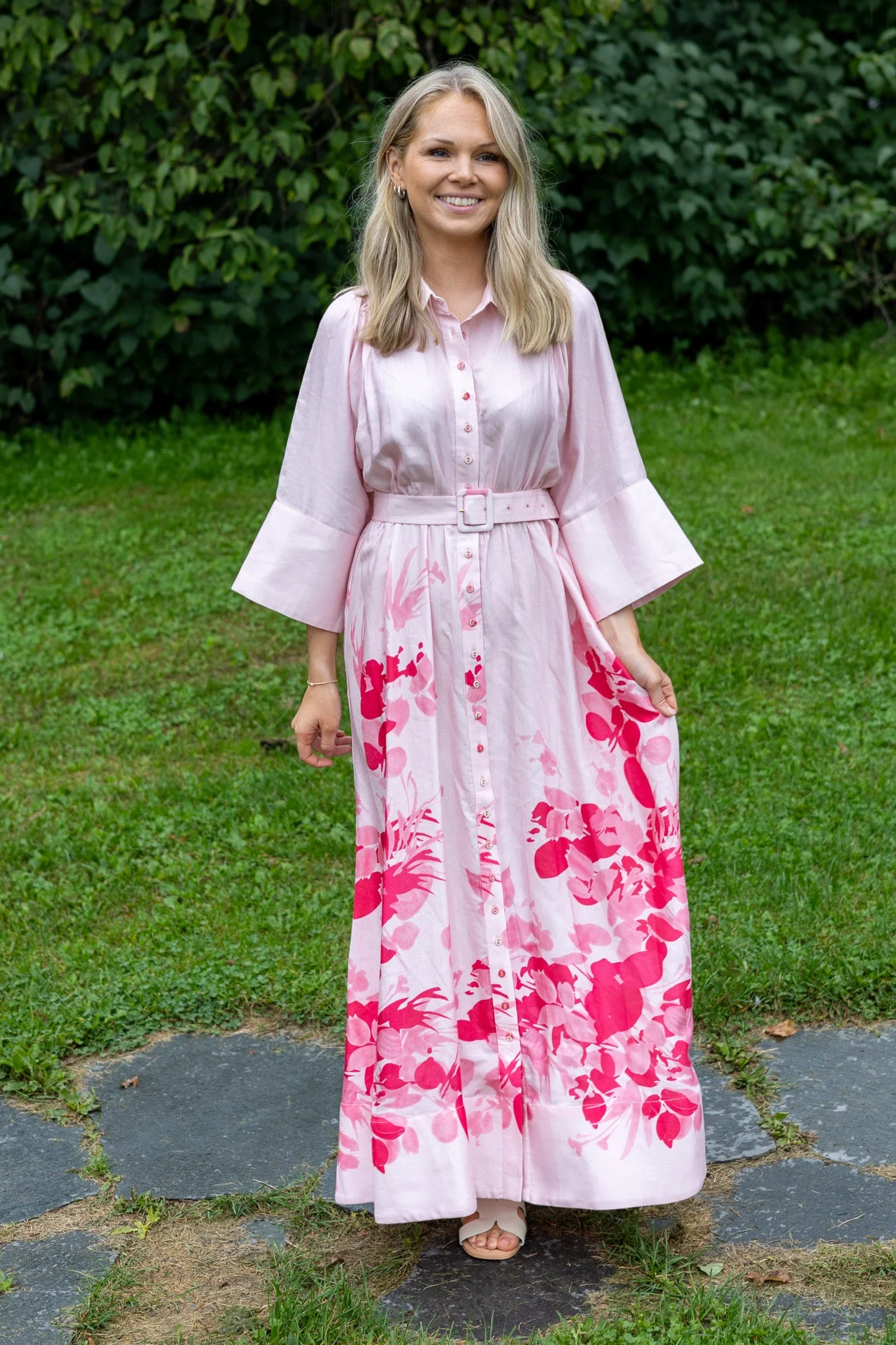 Viscose Collared Dress Pink Field - Image 5