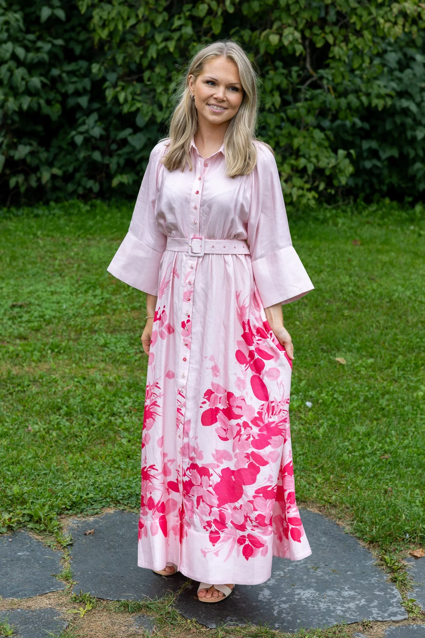 Viscose Collared Dress Pink Field - Image 7