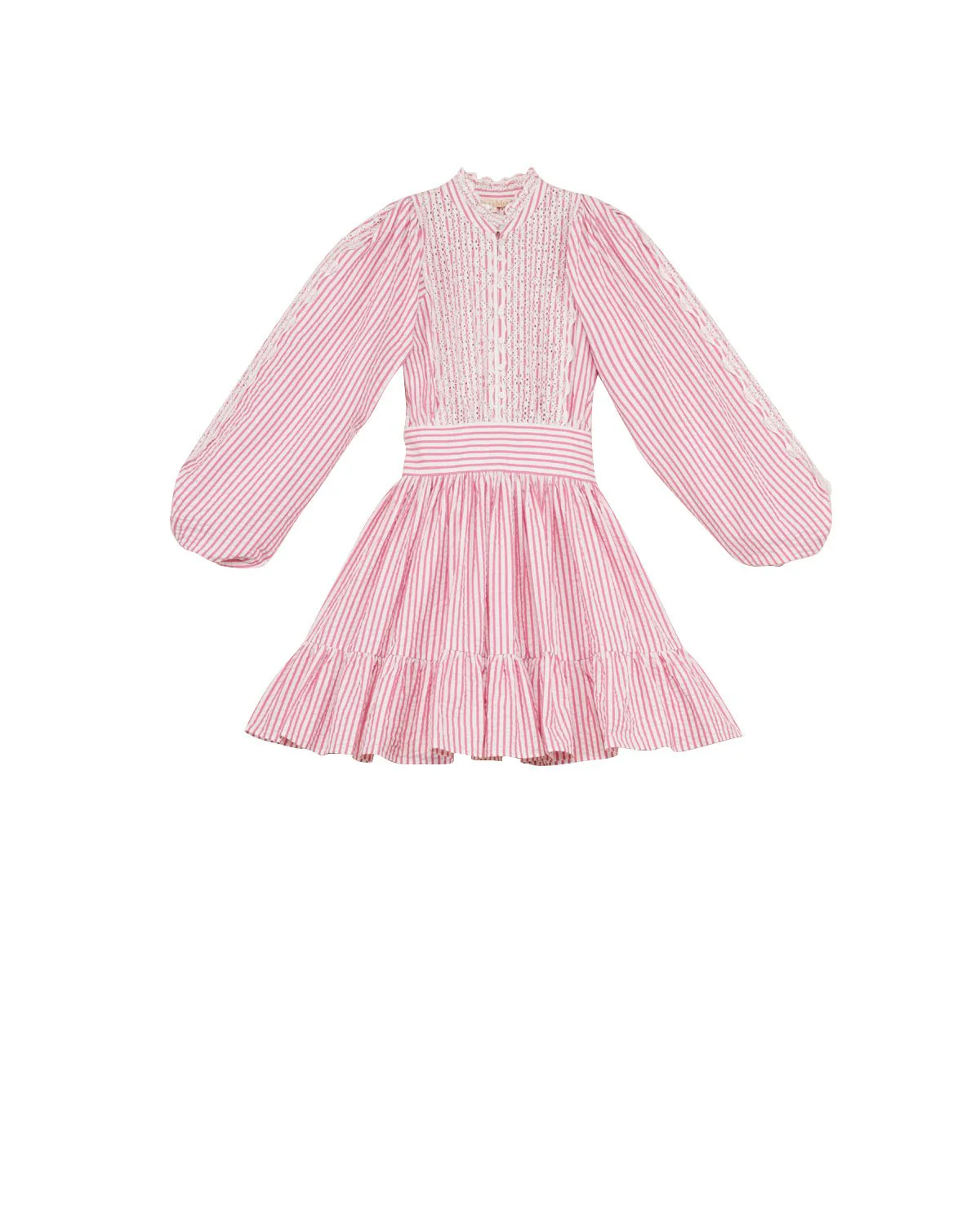 Seersucker Mini Dress Pink Stripe - Image 2