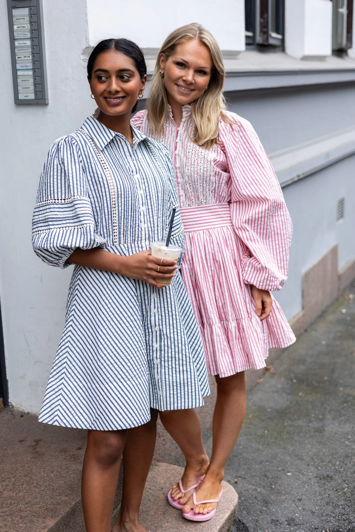 Seersucker Mini Dress Pink Stripe - Image 4