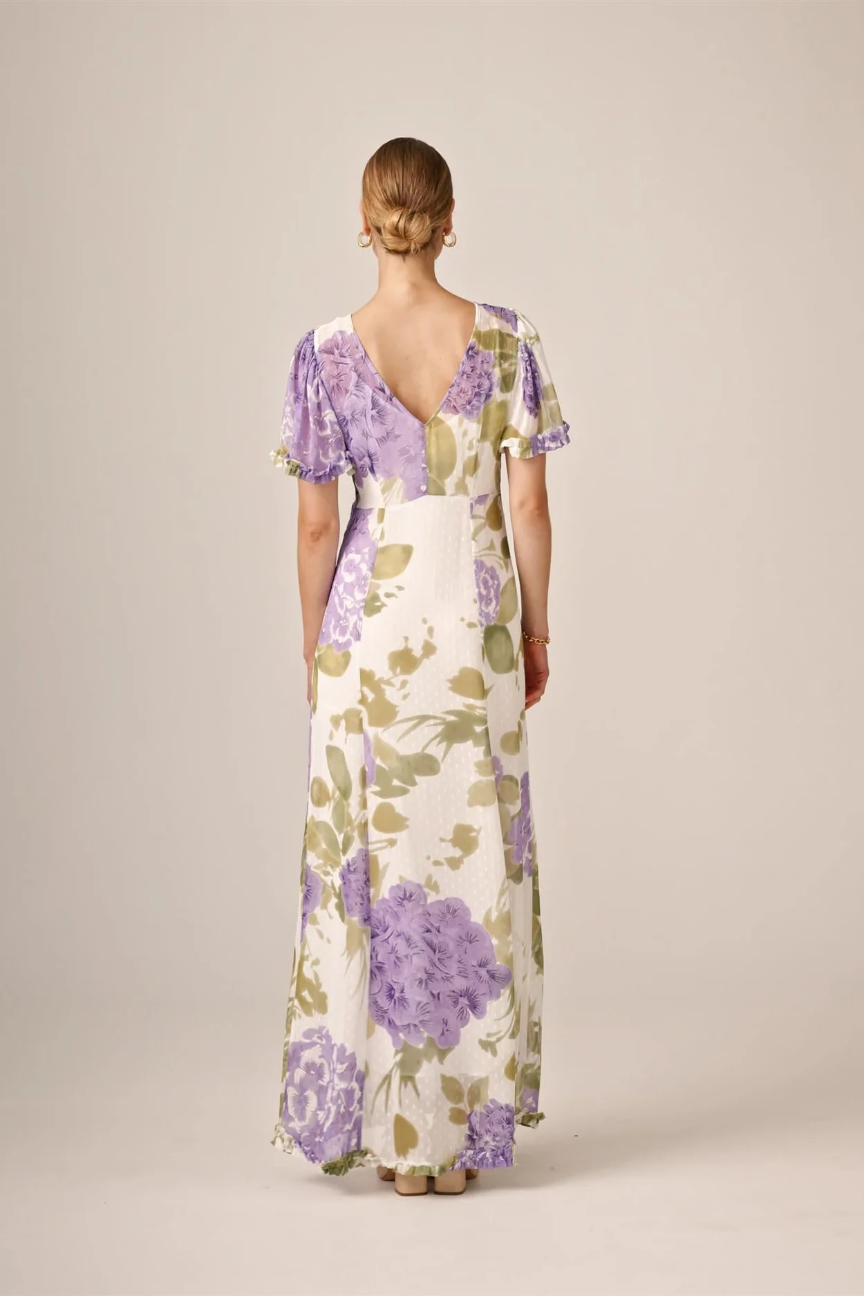 Dotted Georgette Maxi Dress Purple Flowerfield - Image 10