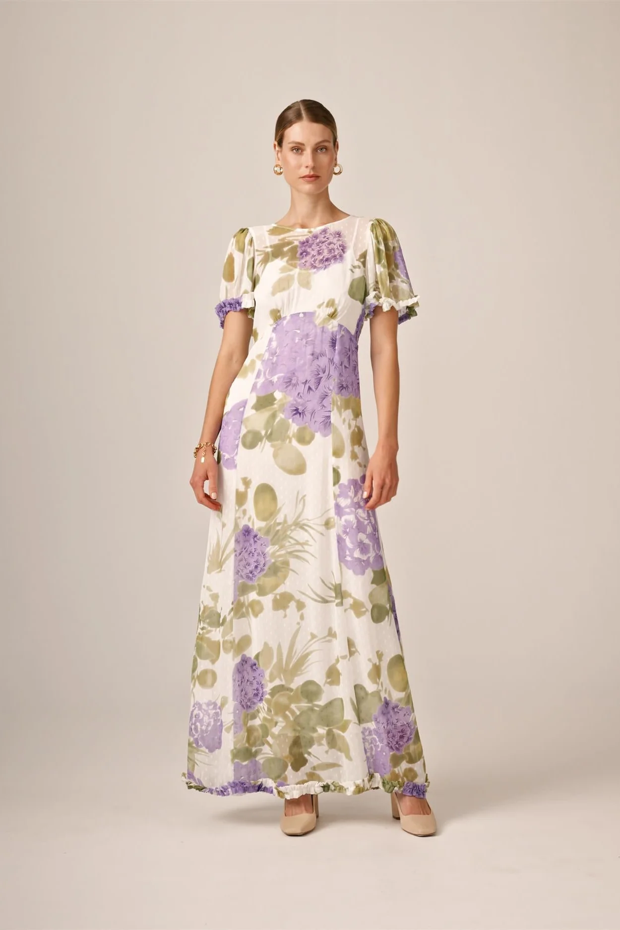 Dotted Georgette Maxi Dress Purple Flowerfield - Image 8