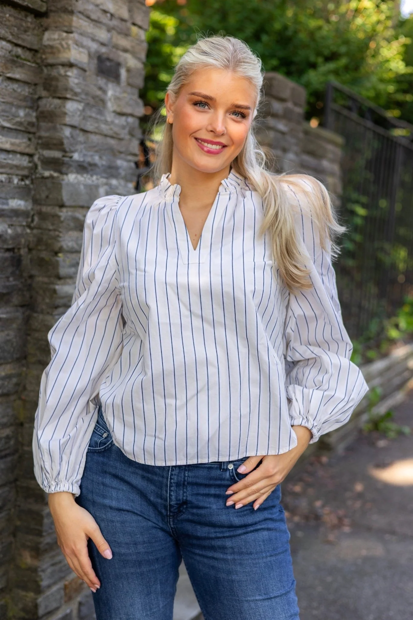 Infinity Blouse Cream Stripe
