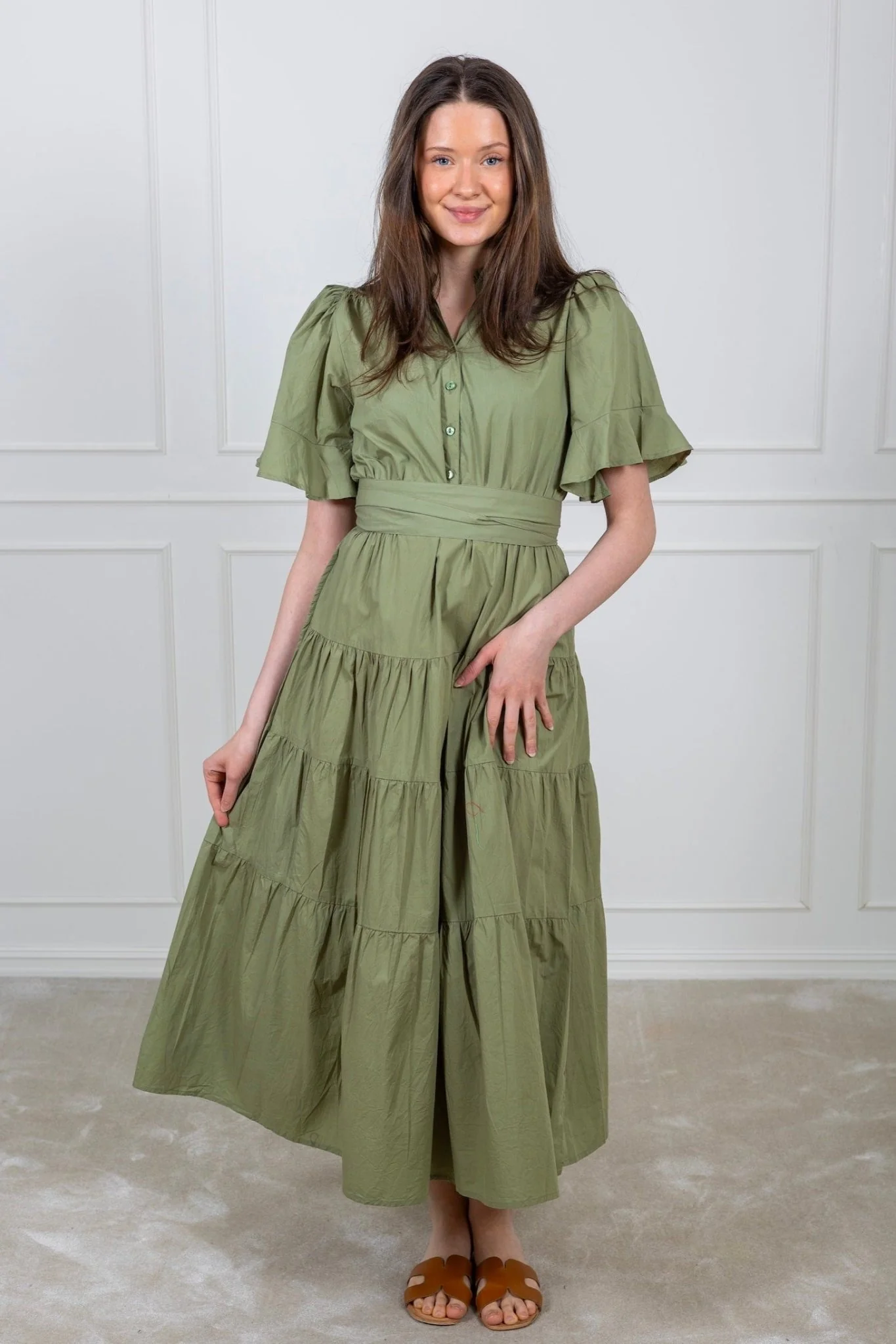 Gaia Dress Sage Poplin - Image 5
