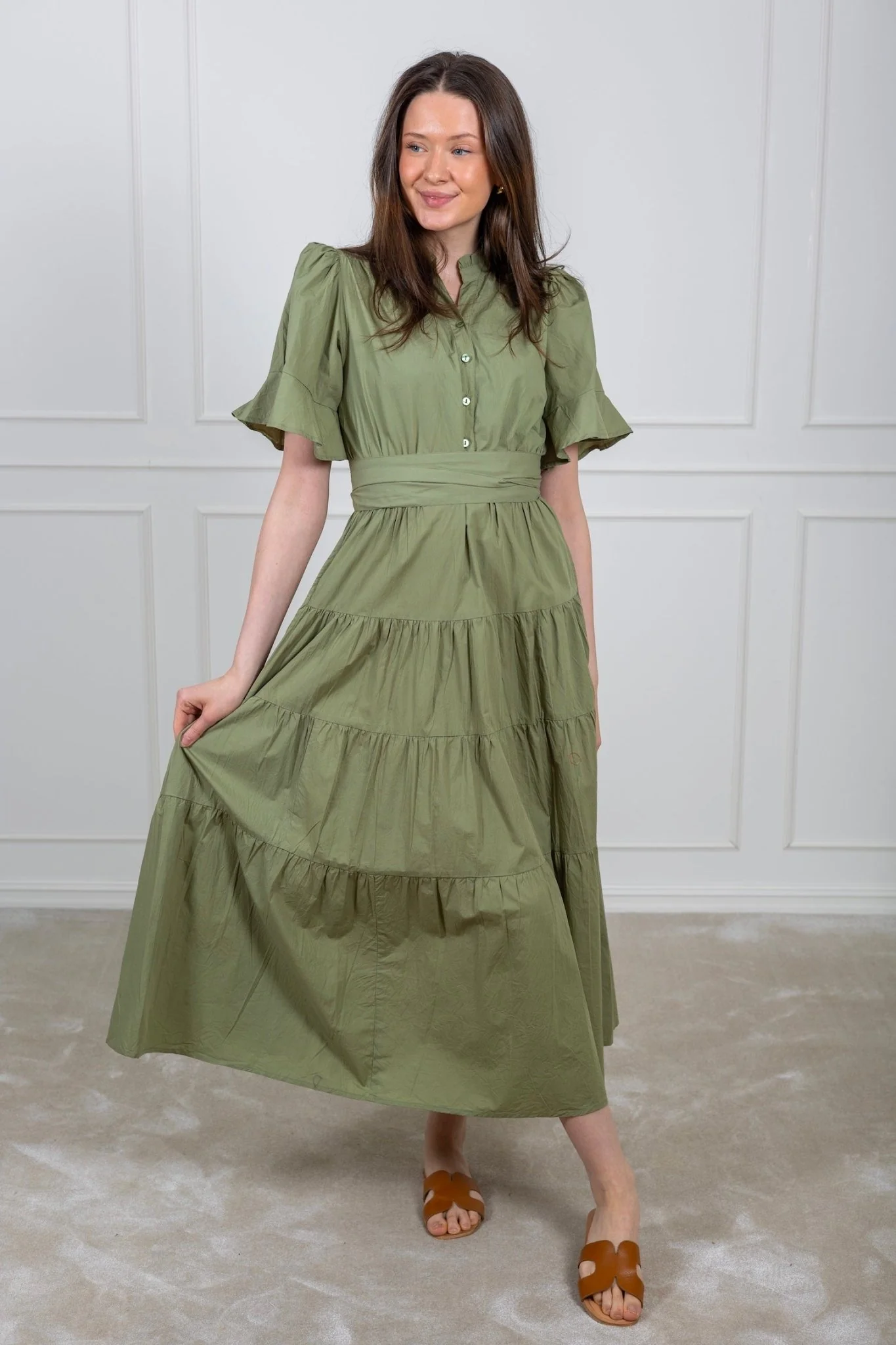 Gaia Dress Sage Poplin - Image 7