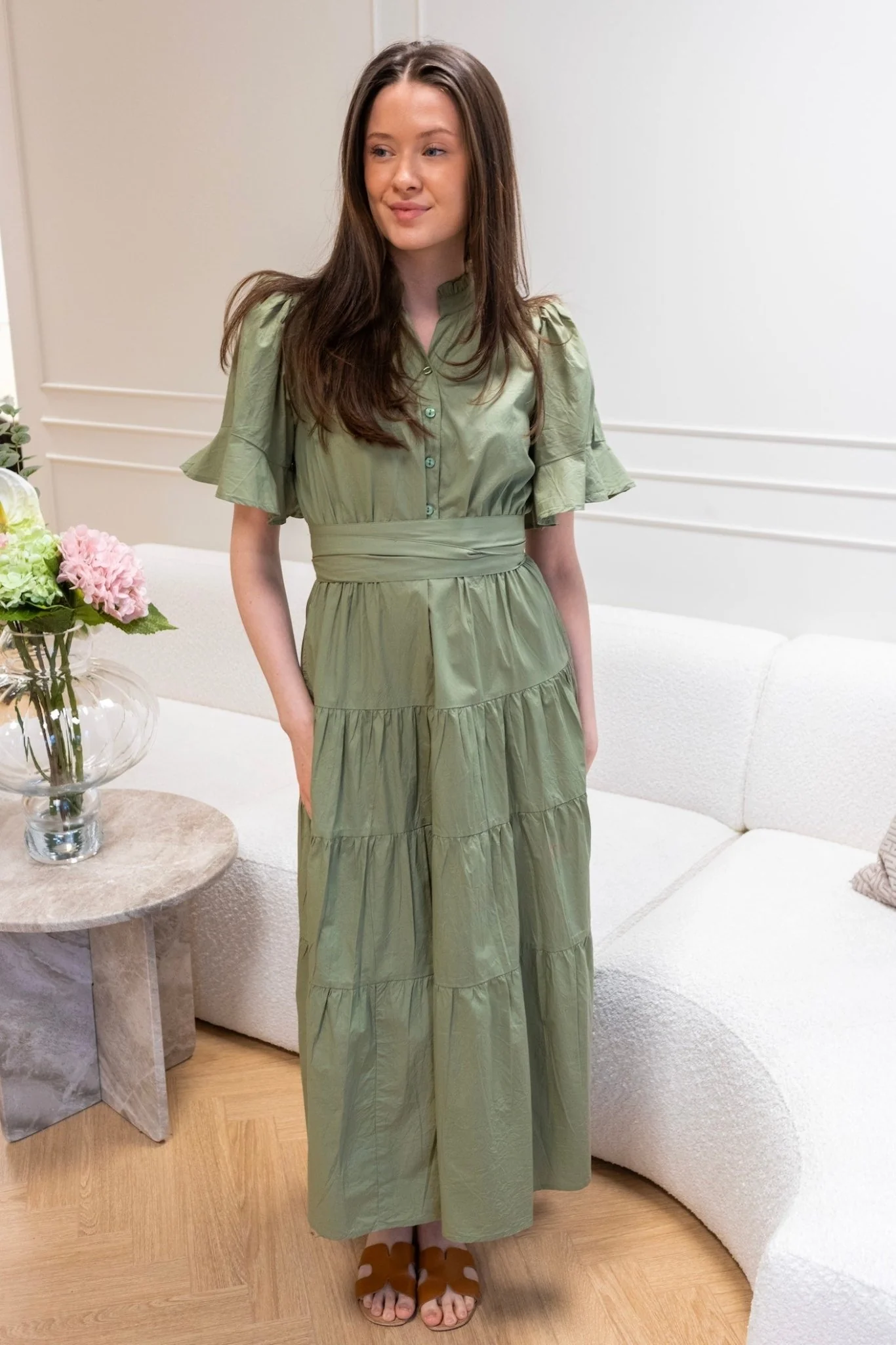 Gaia Dress Sage Poplin - Image 8
