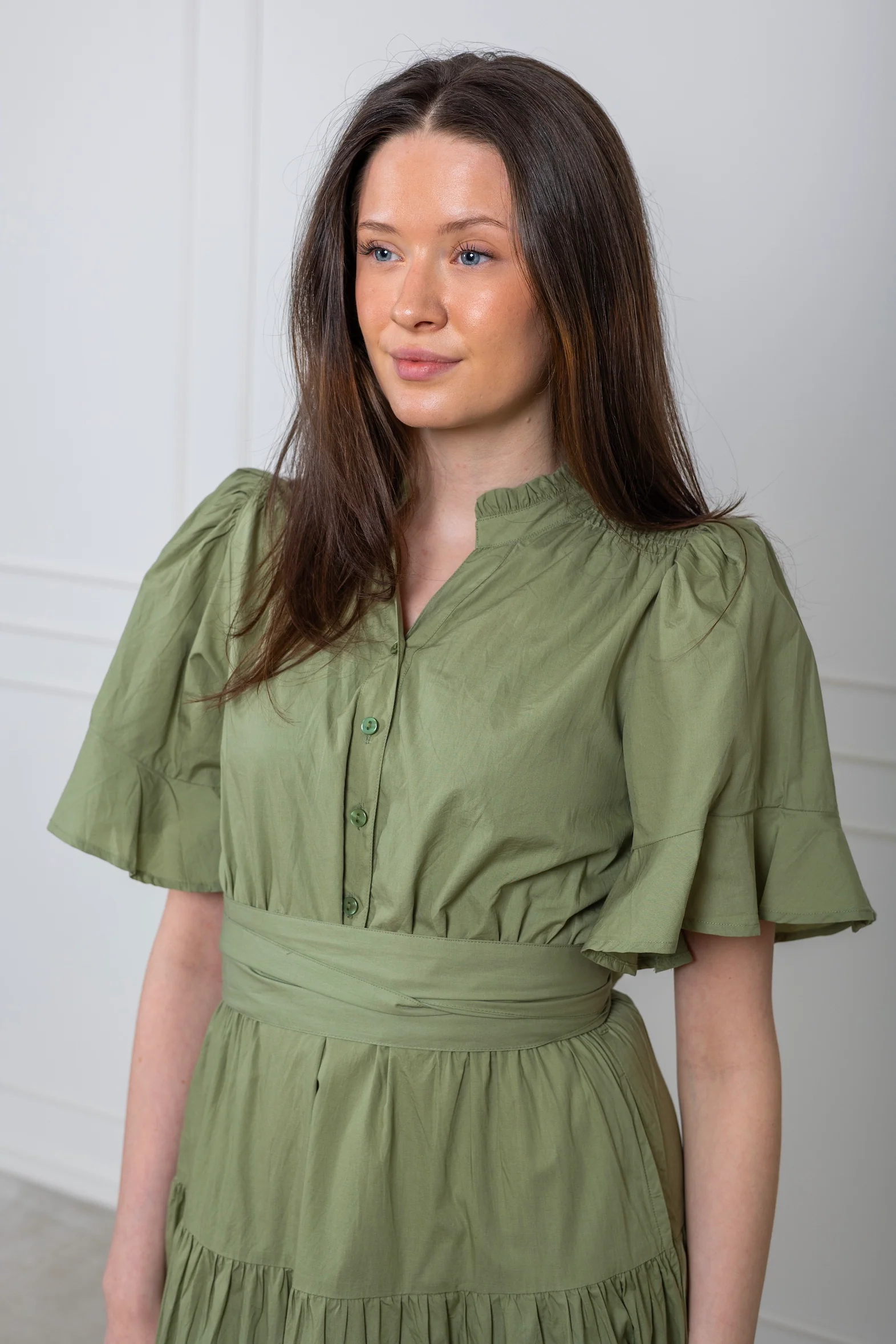 Gaia Dress Sage Poplin - Image 9