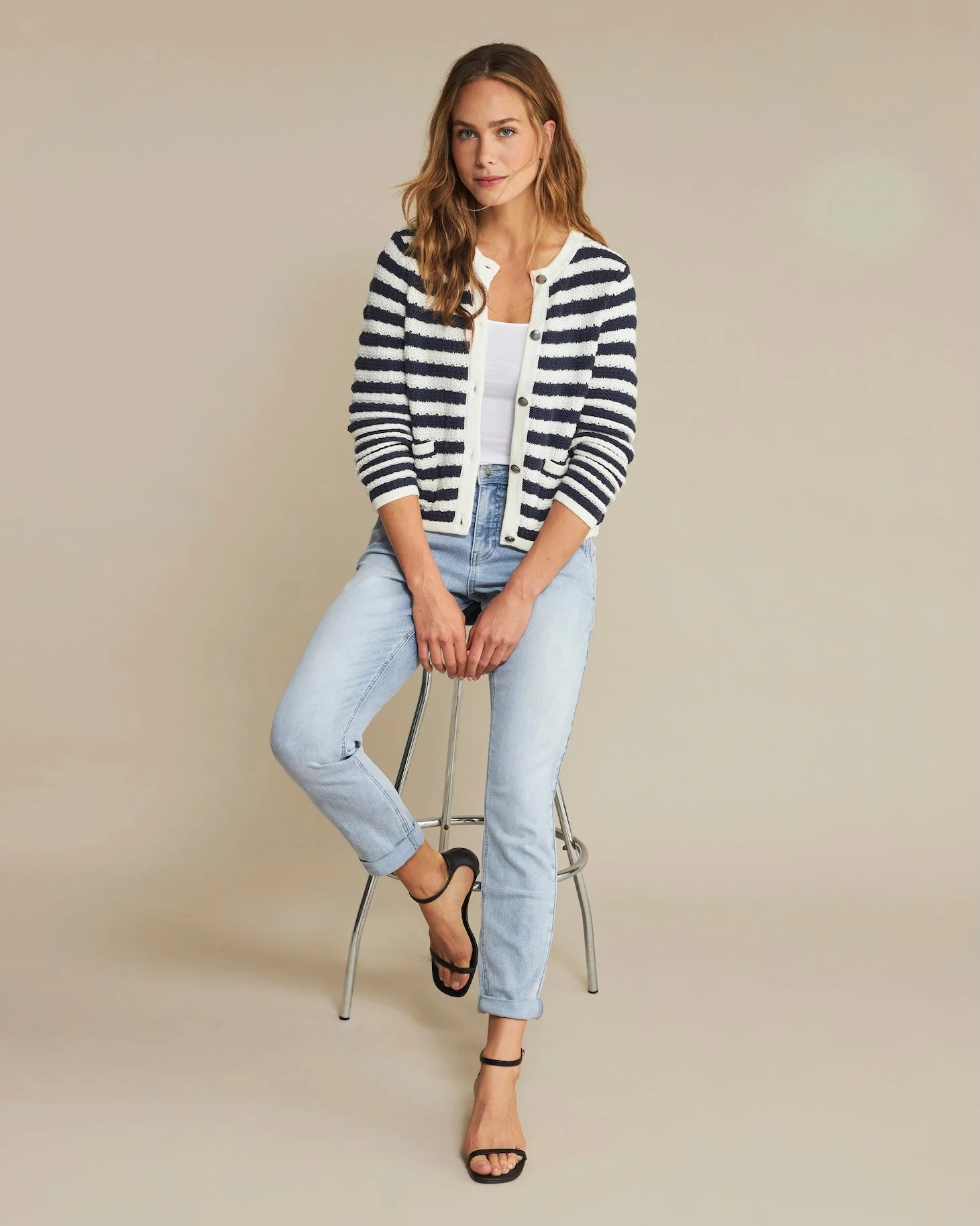 Danelle Stripe Ecru Navy - Image 2