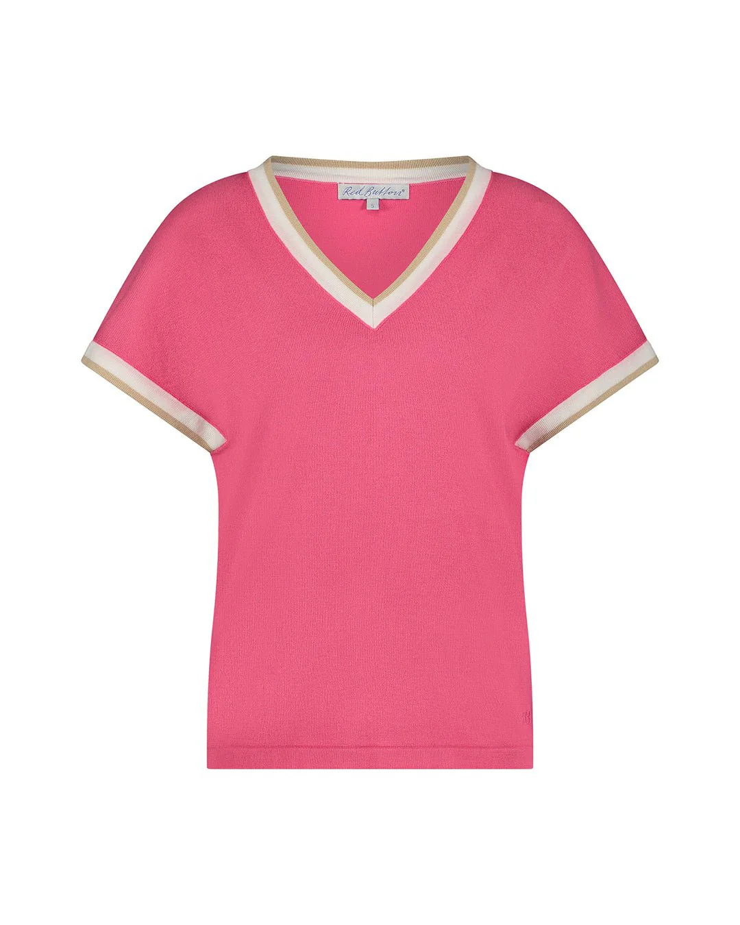 Jerry Vneck Striped Rib Raspberry
