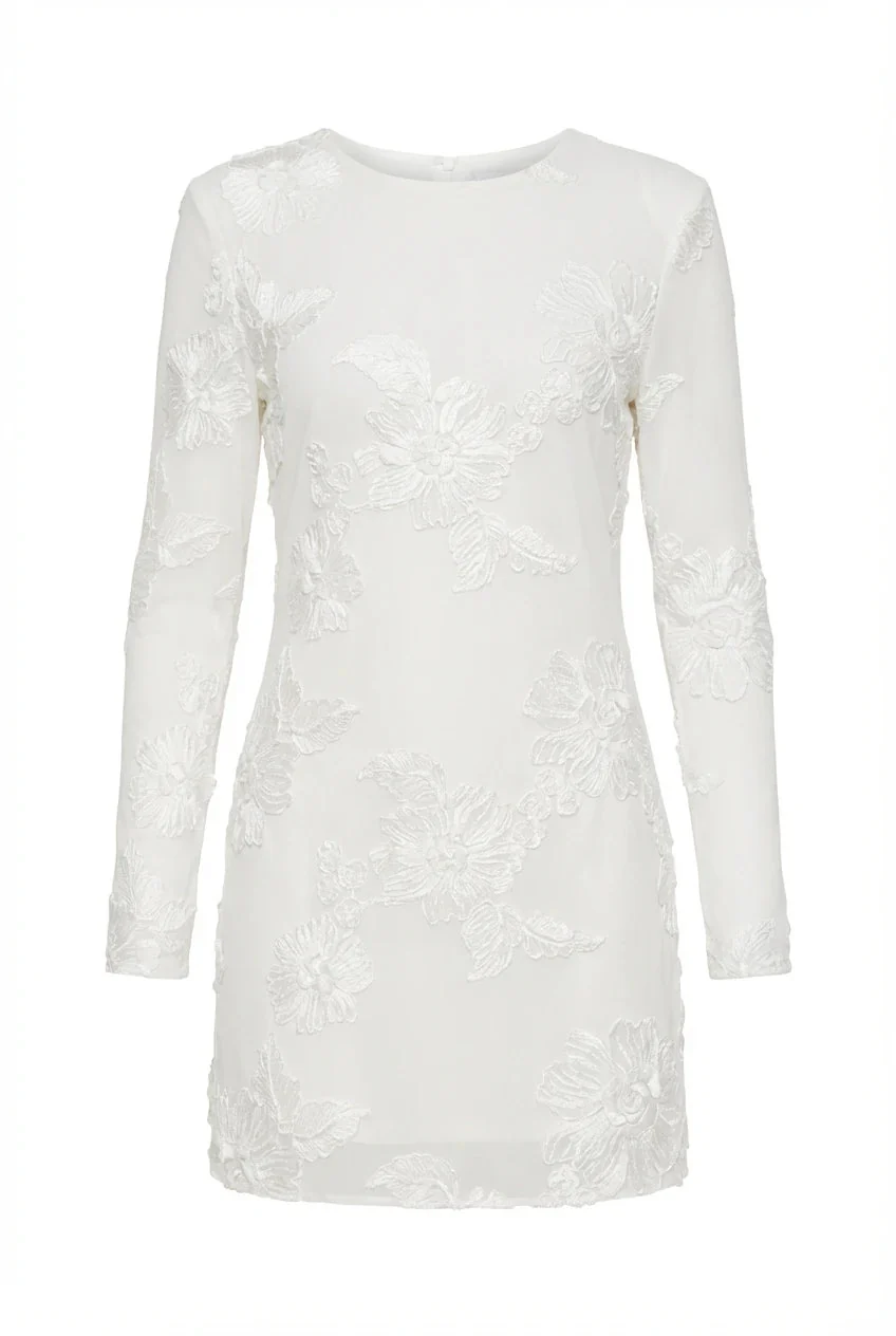 Malou Mesh Dress White Flower