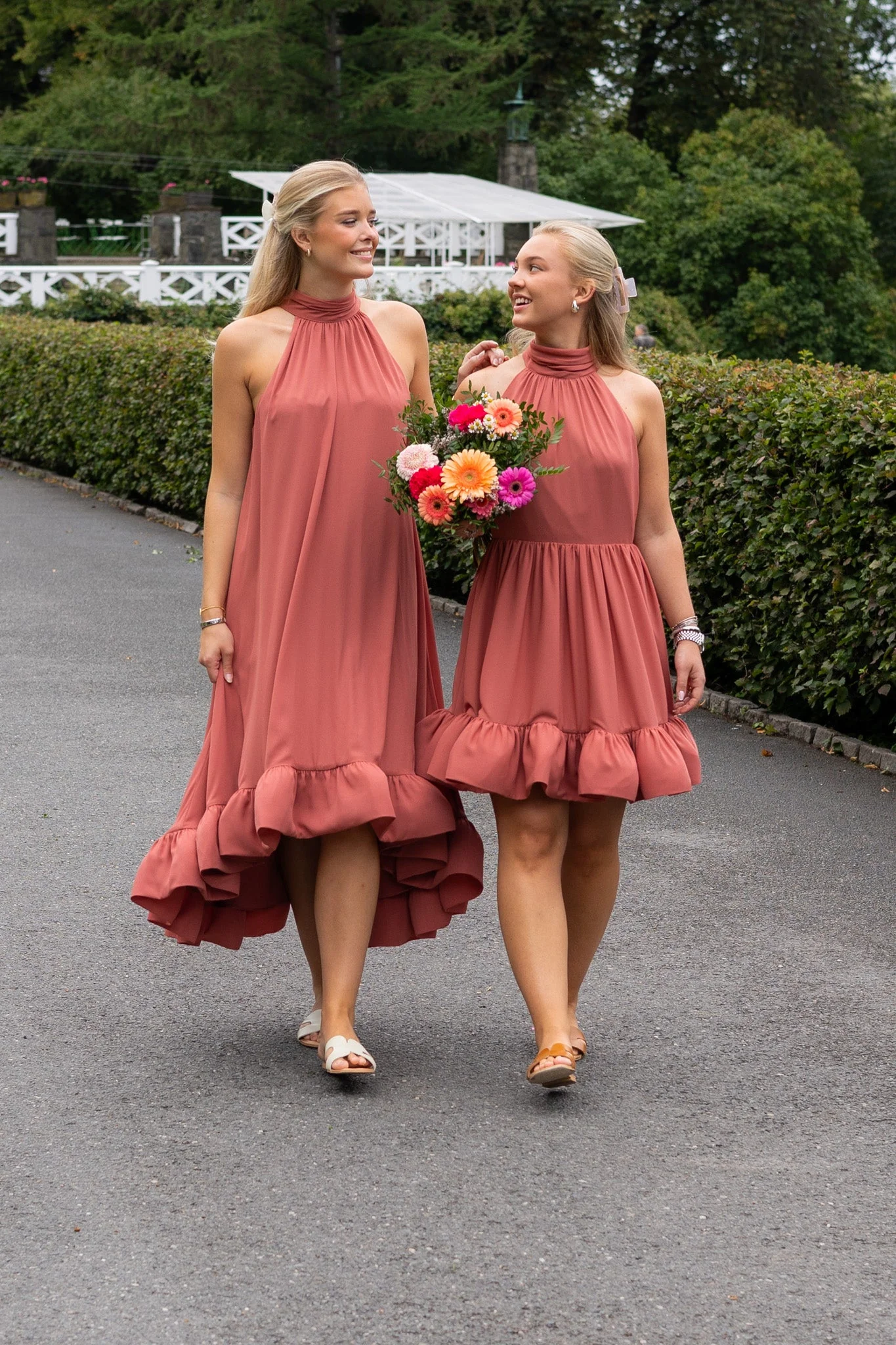 Fern Halterneck Ruffled Mini Dress Terracotta - Image 3