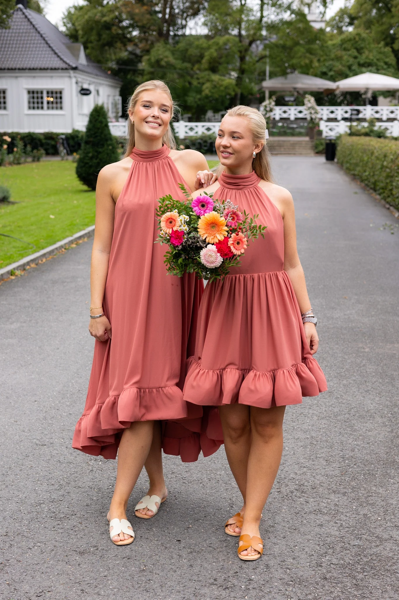 Sabrina Halterneck Ruffled Maxi Dress Terracotta - Image 4