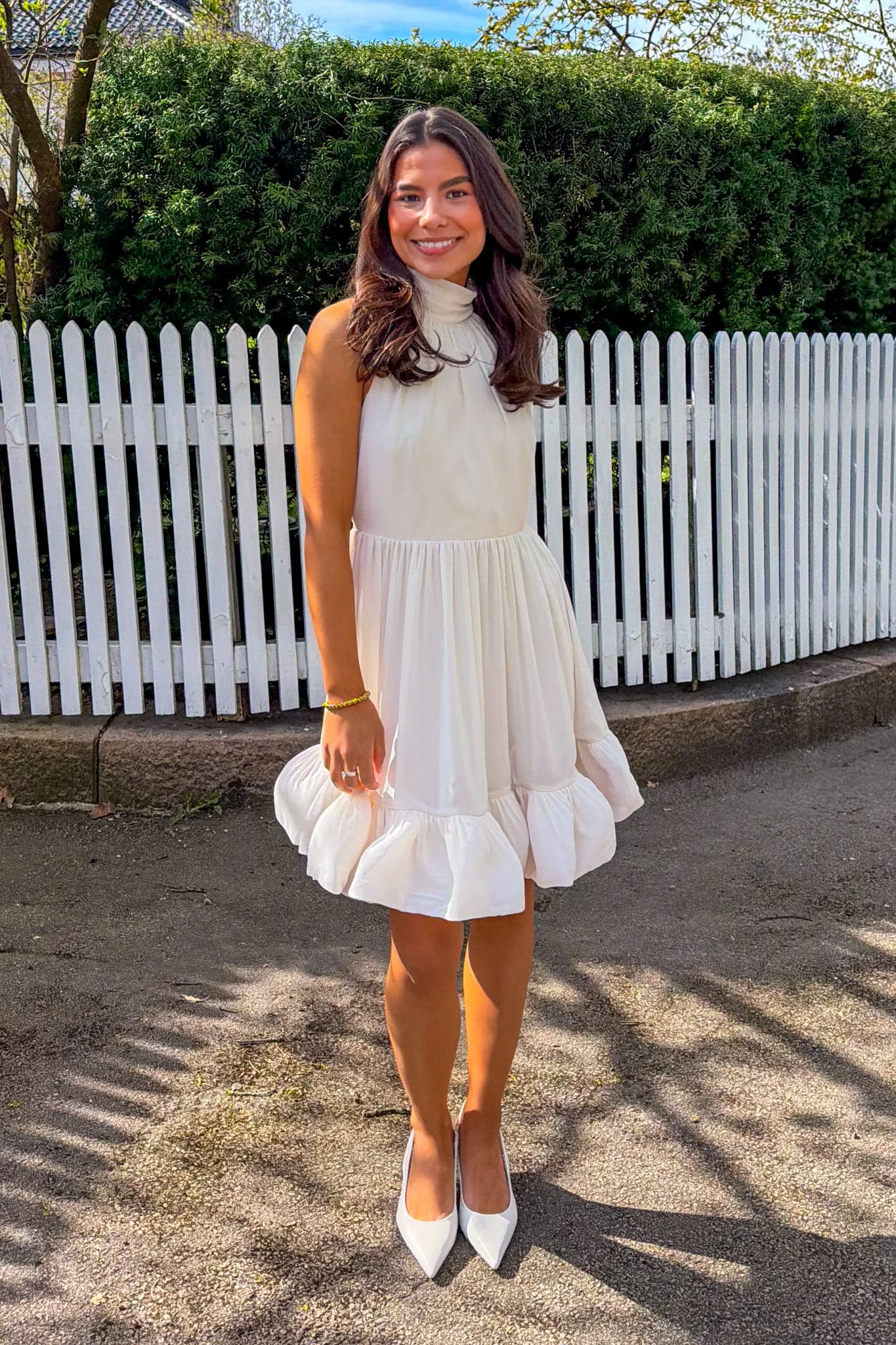 Fern Halterneck Ruffled Mini Dress White - Image 5
