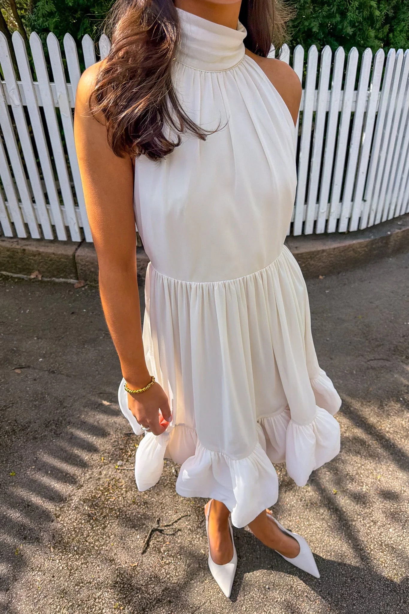 Fern Halterneck Ruffled Mini Dress White - Image 7