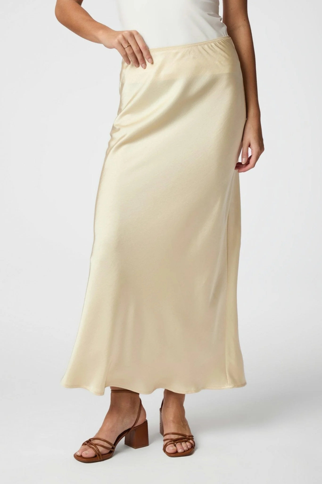 Vicky Heavy Sateen Skirt Light Yellow - Image 6