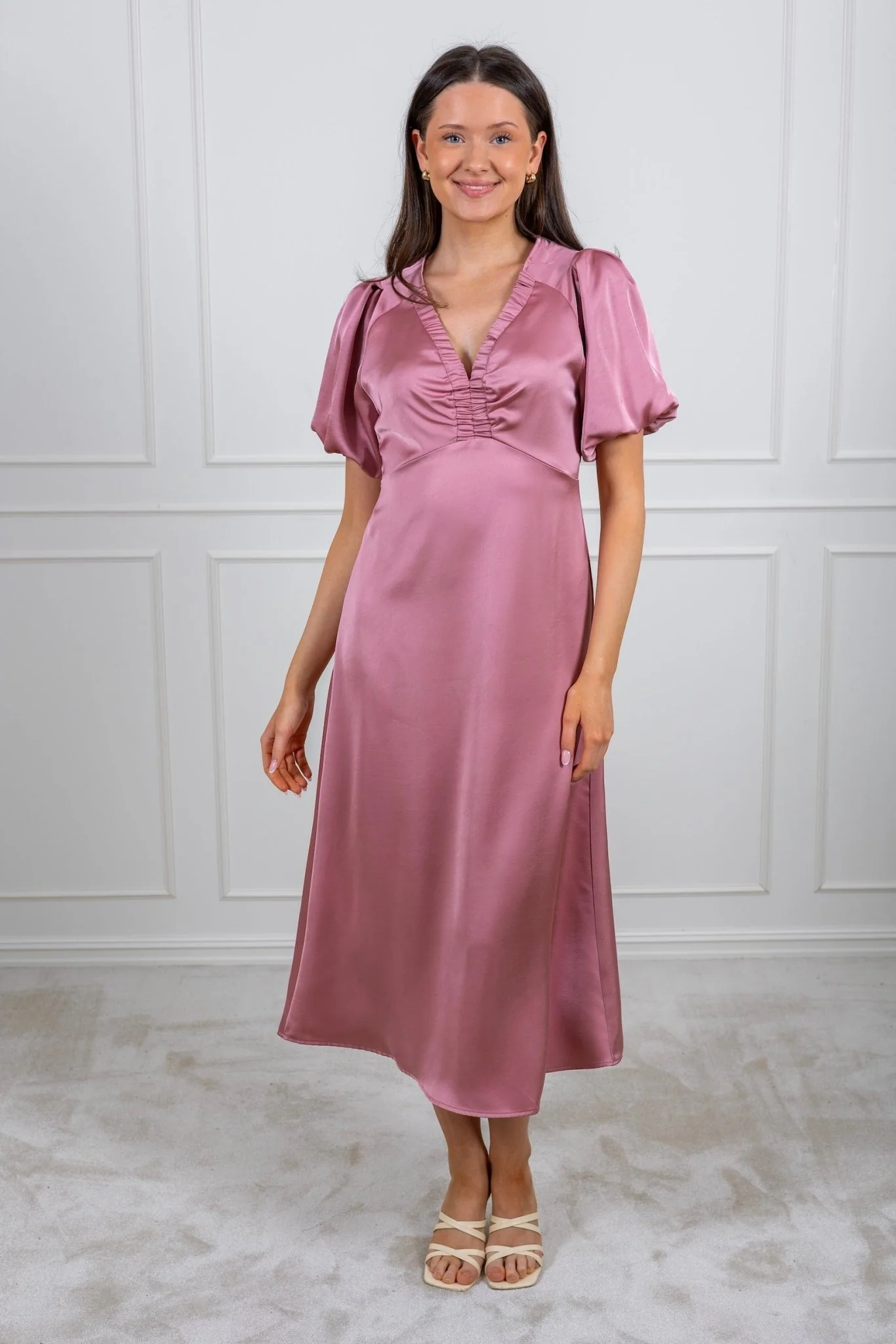 Illana Heavy Sateen Dress Evening Rose