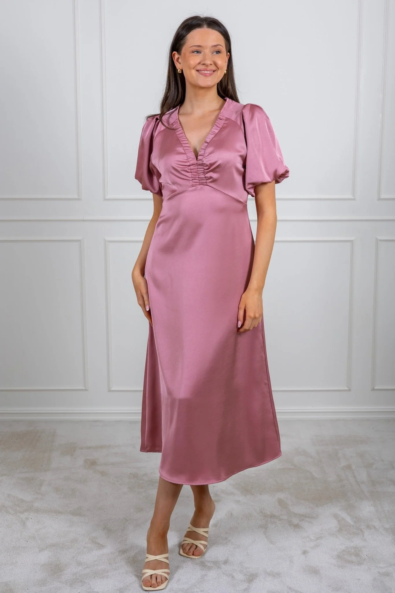 Illana Heavy Sateen Dress Evening Rose - Image 3