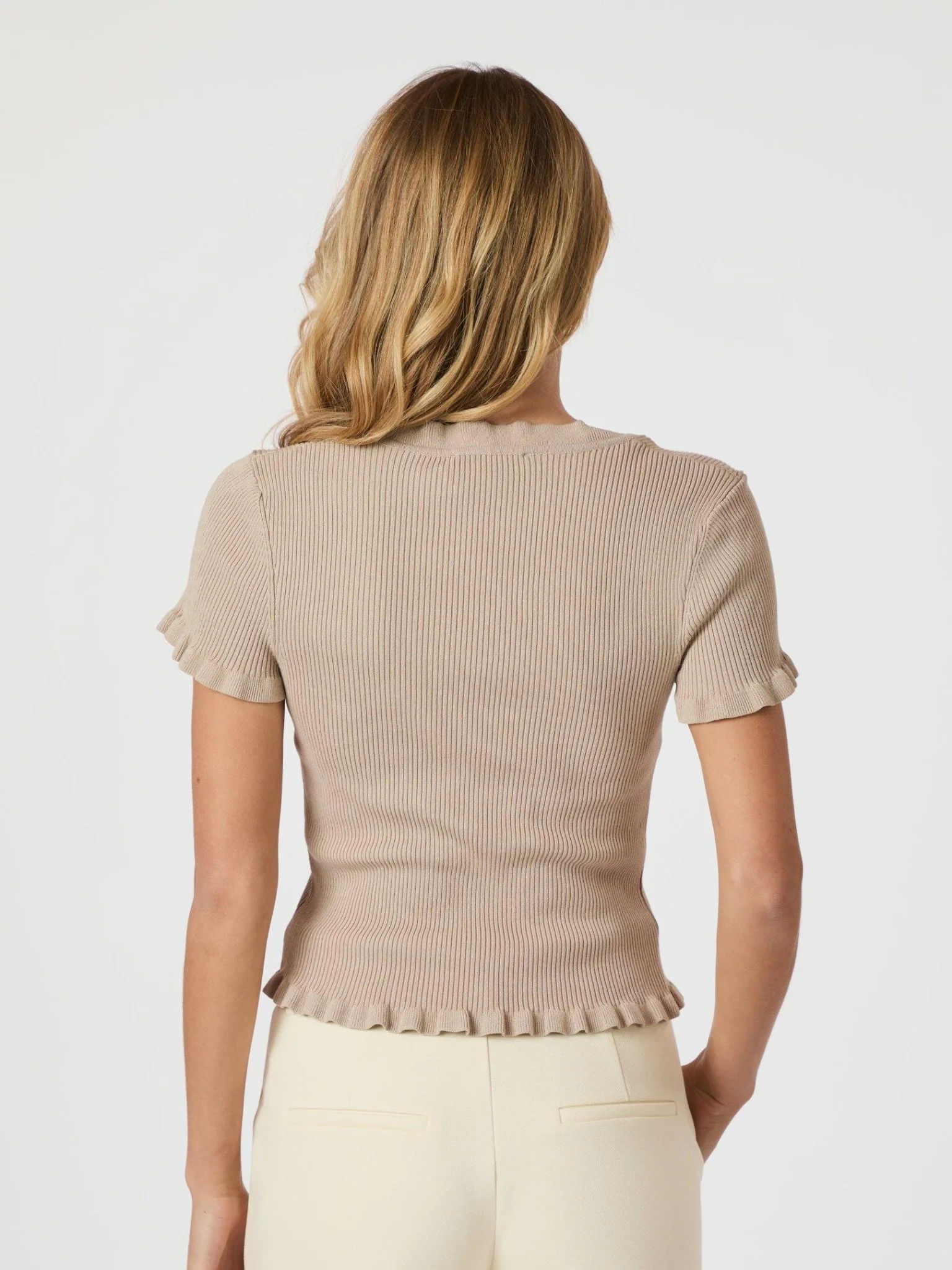 Esla Frill Knit Tee Sand - Image 4